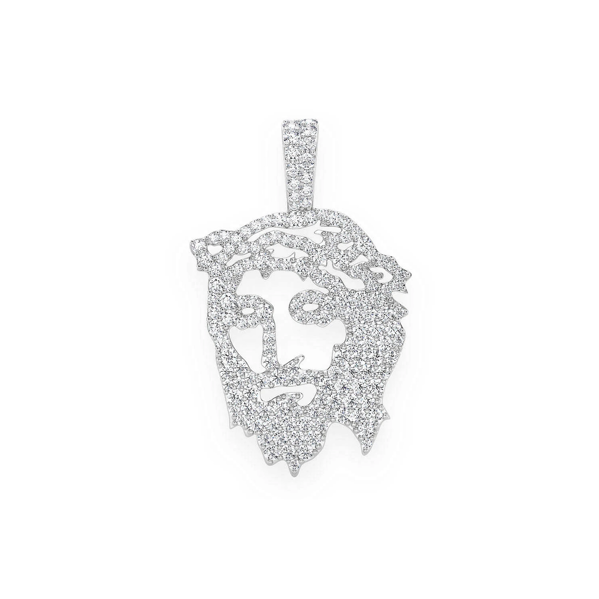 Jesus Silhouette Diamond Pendant in 14K white gold, Large | 1.25ctw, front view
