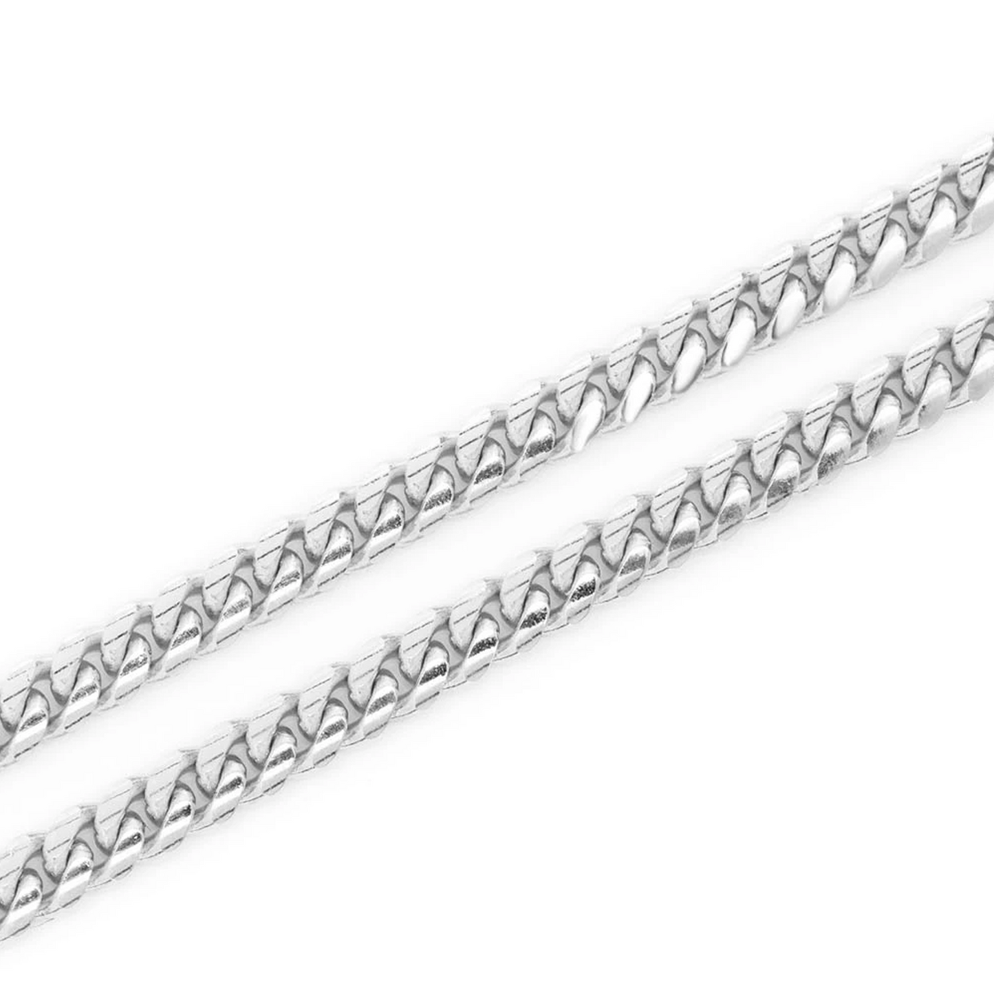 Miami Cuban Gold Chain in 14K white gold, 3mm width, detail view