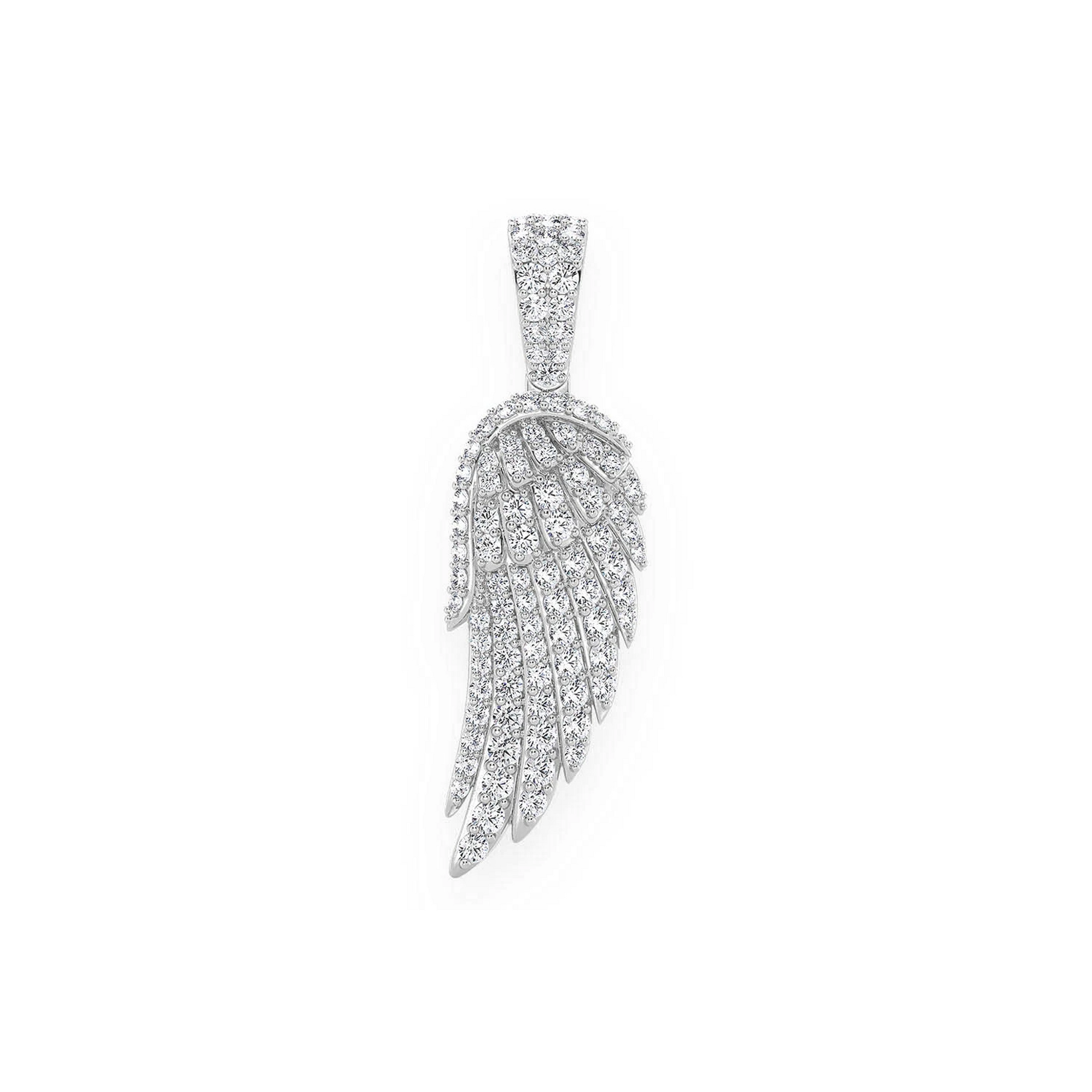 Angel Wing Feather Diamond Pendant in 14K white gold, Entry | 0.85ctw, front view