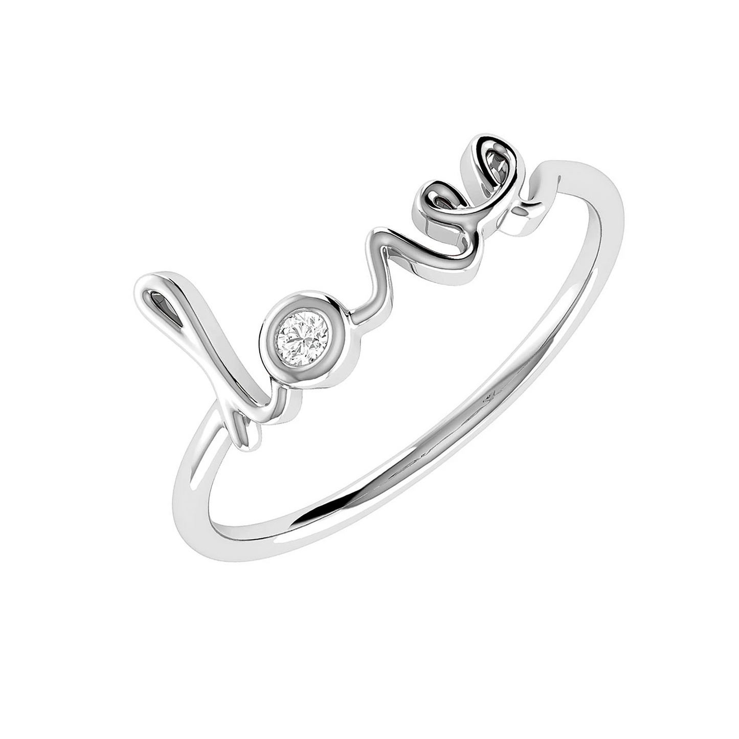 Love Script Diamond Ring in 14K white gold, alternate view