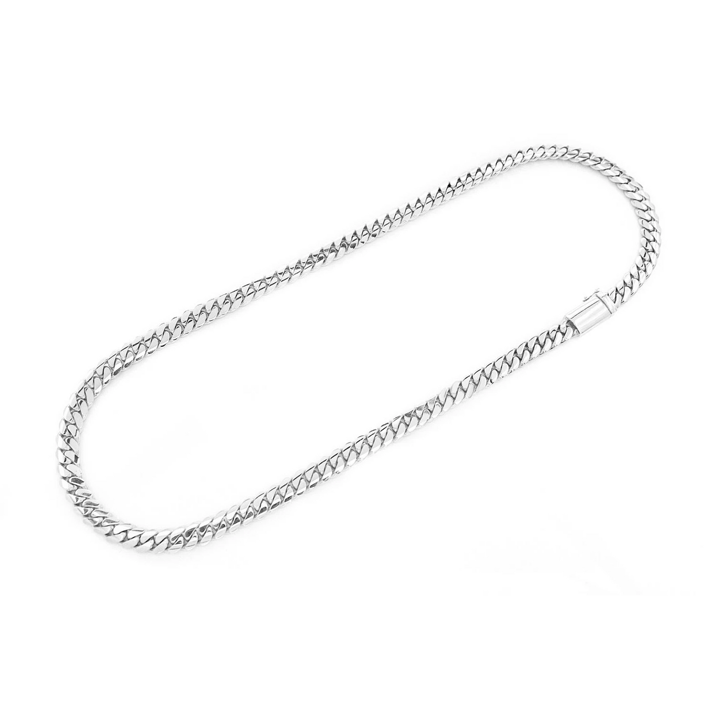Miami Cuban Gold Chain in 14K white gold, 8mm width, angled view