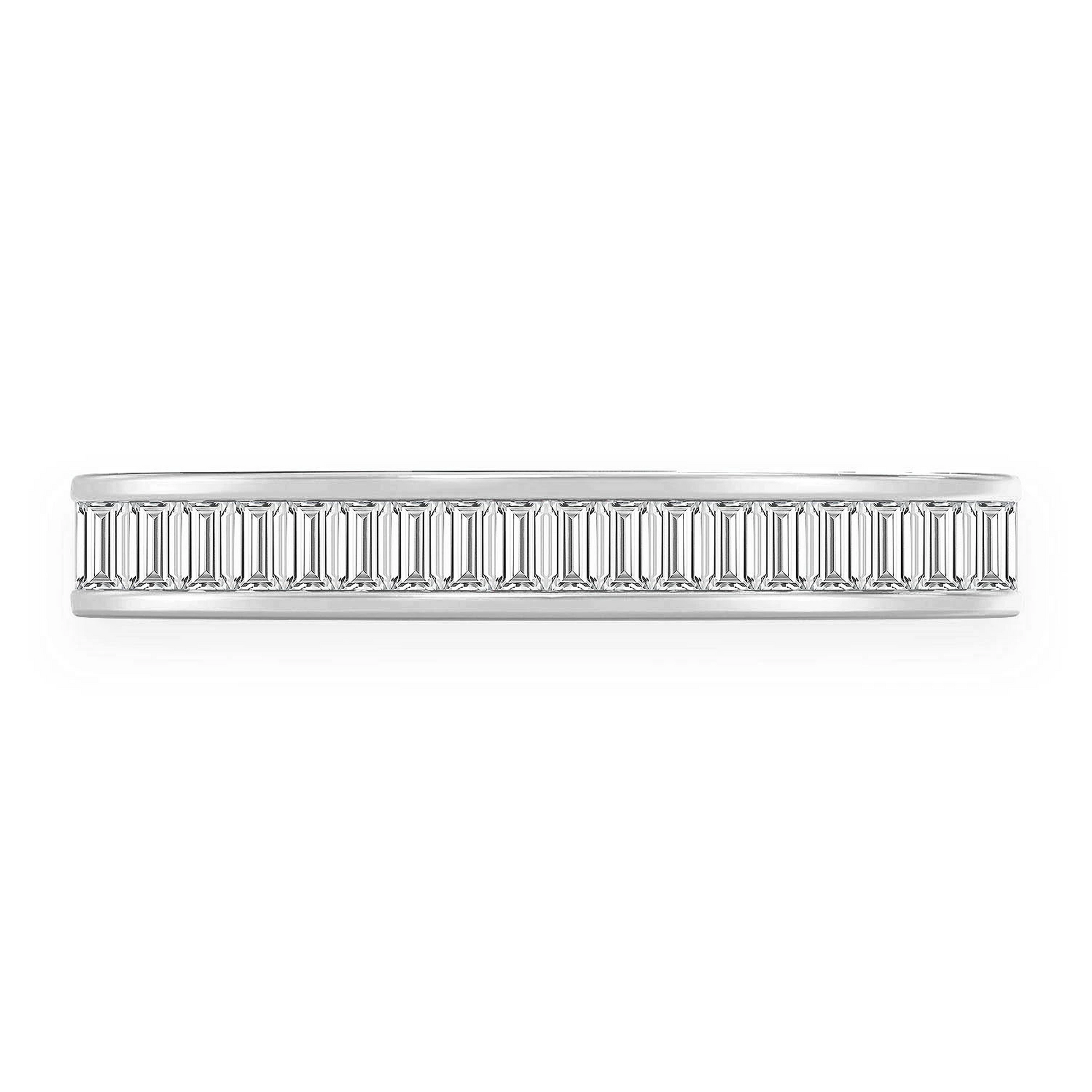 Baguette Channel Set Diamond Ring in 14K white gold, angled view