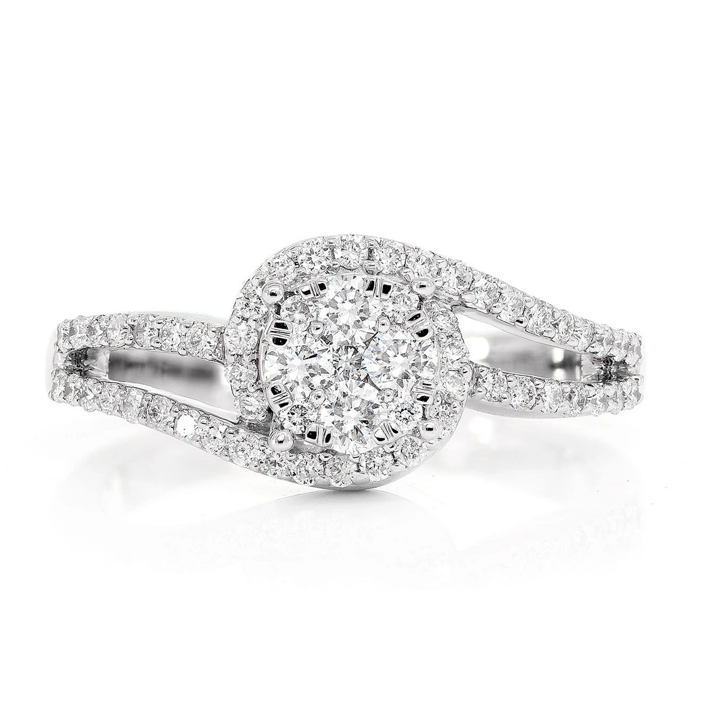 Twisted Mosaic Diamond Ring in 14K white gold, front view