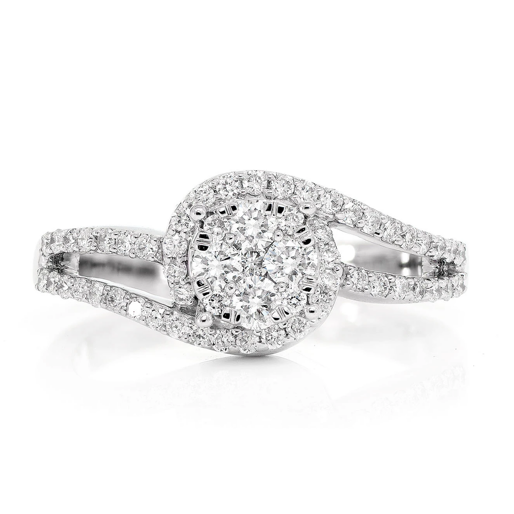 Twisted Mosaic Diamond Ring in 14K white gold, front view