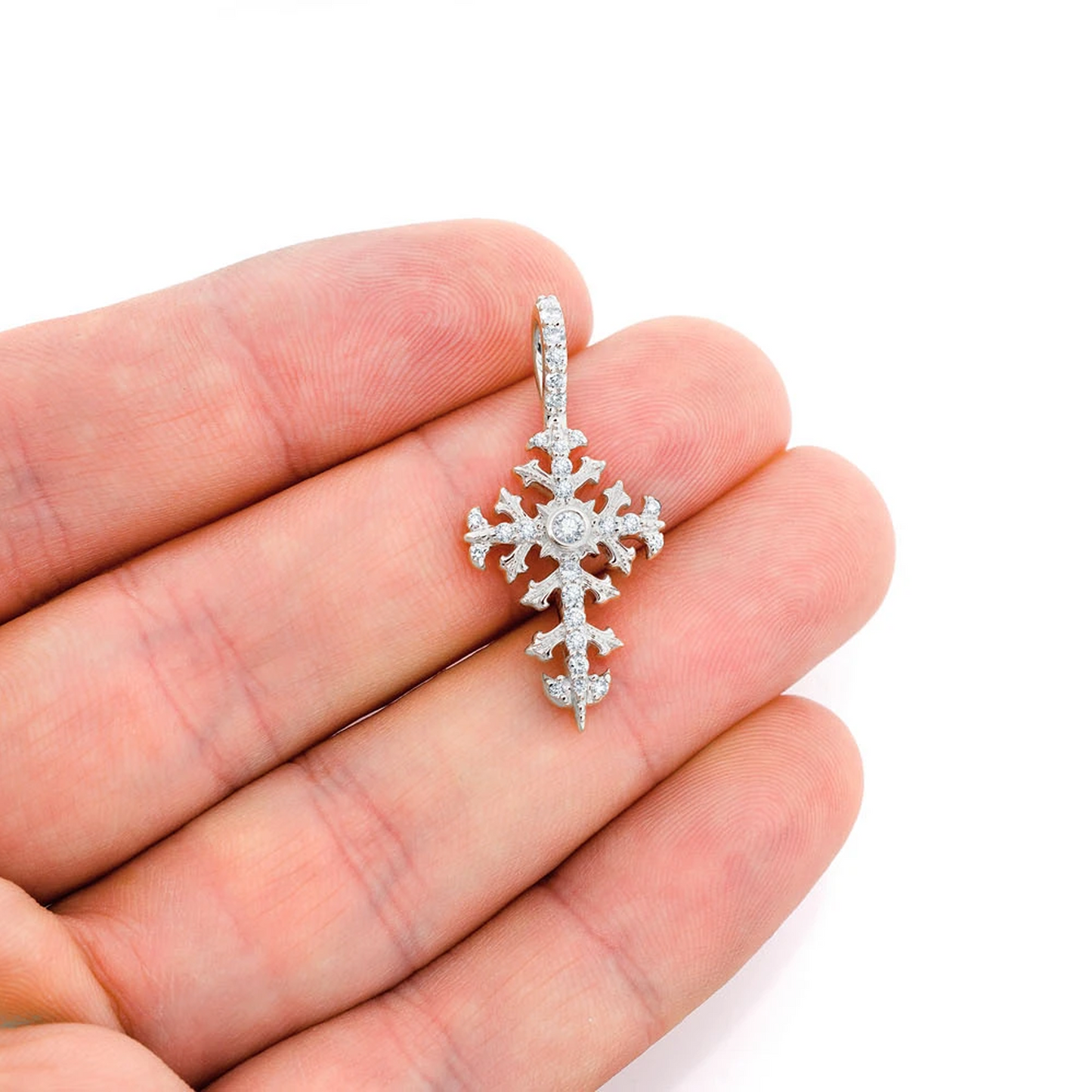 Filigree Diamond Cross Pendant in 14K white gold, Statement | 0.50ctw, alternate view