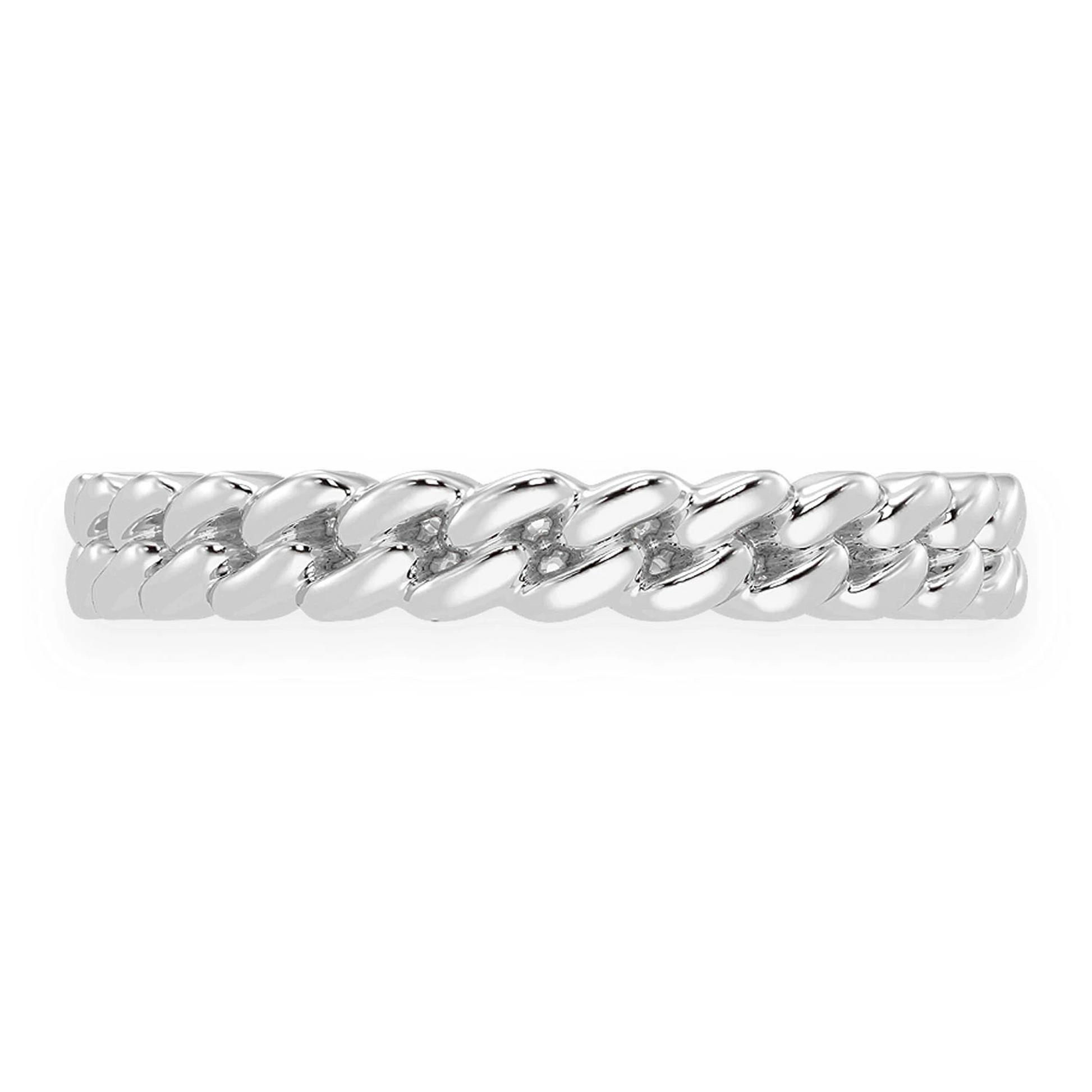 Solid Gold Cuban Ring in 14K white gold, front view