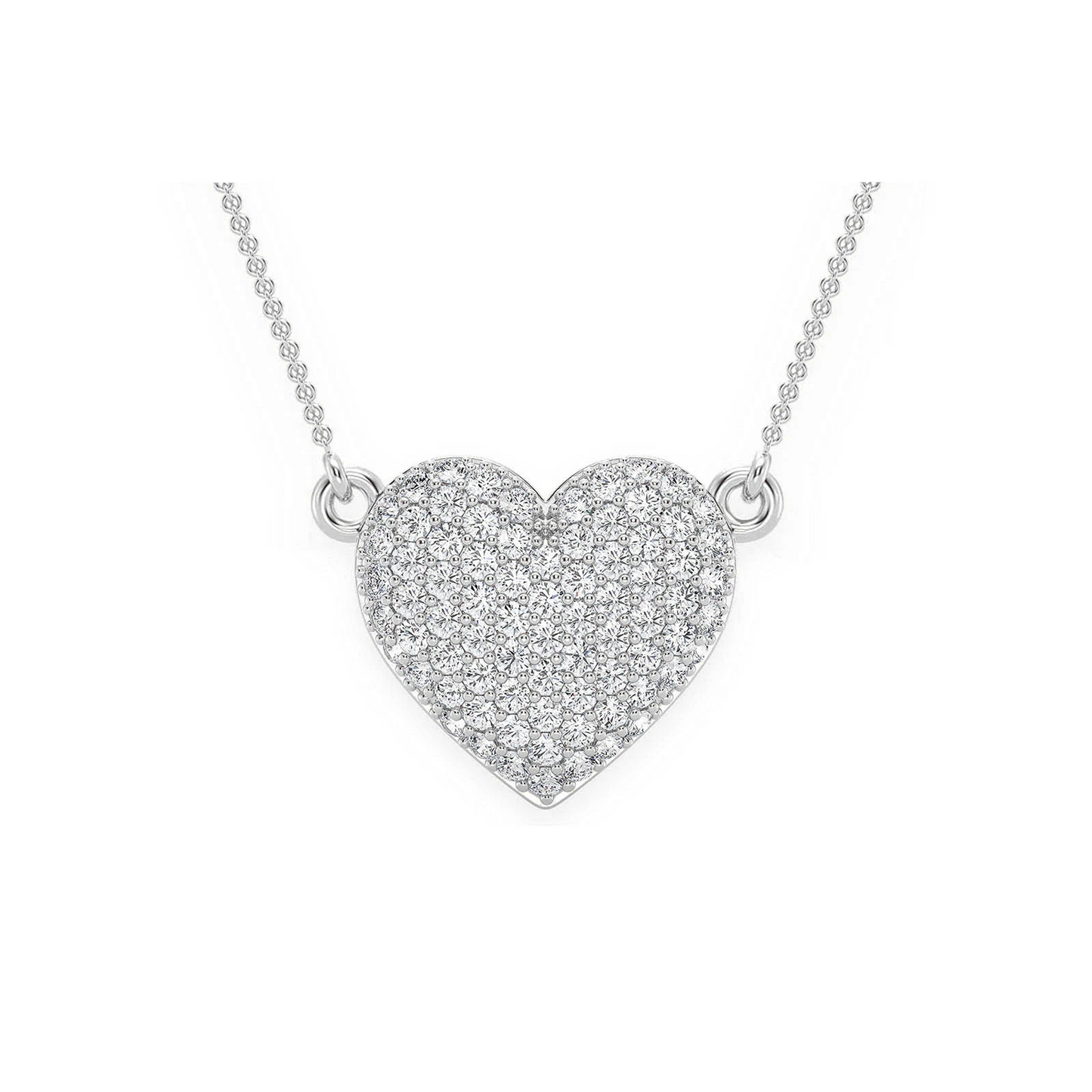 Bubble Heart Diamond Necklace in 14K white gold, front view
