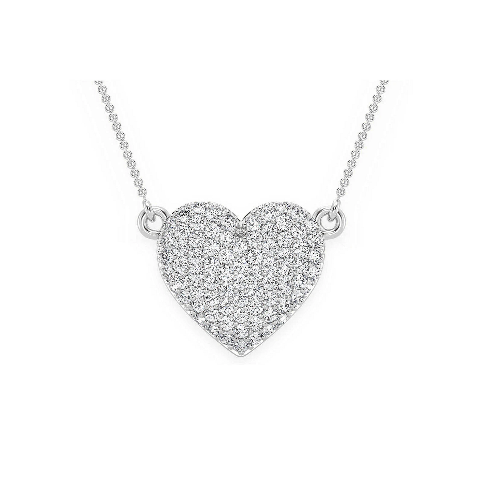 Bubble Heart Diamond Necklace in 14K white gold, front view