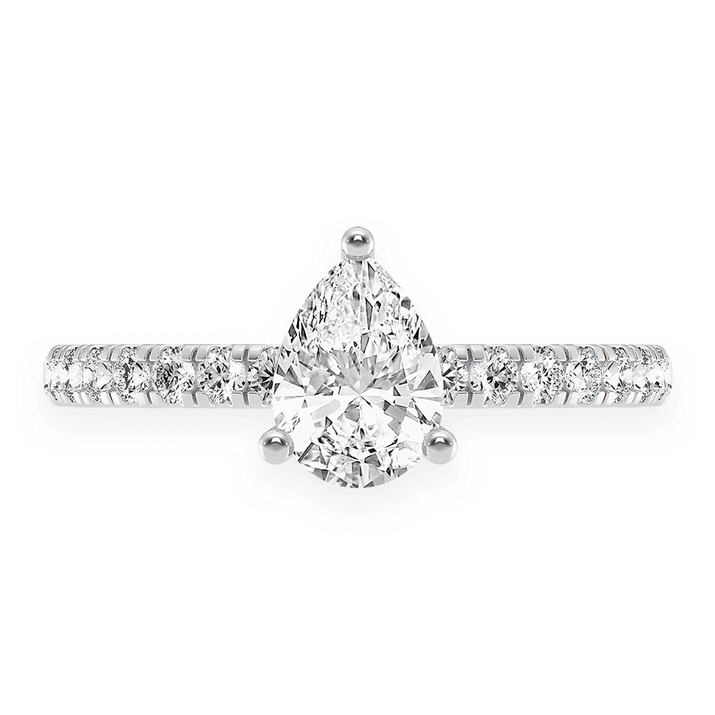 Signature One Row Under Halo Diamond Ring in 14K white gold, front view