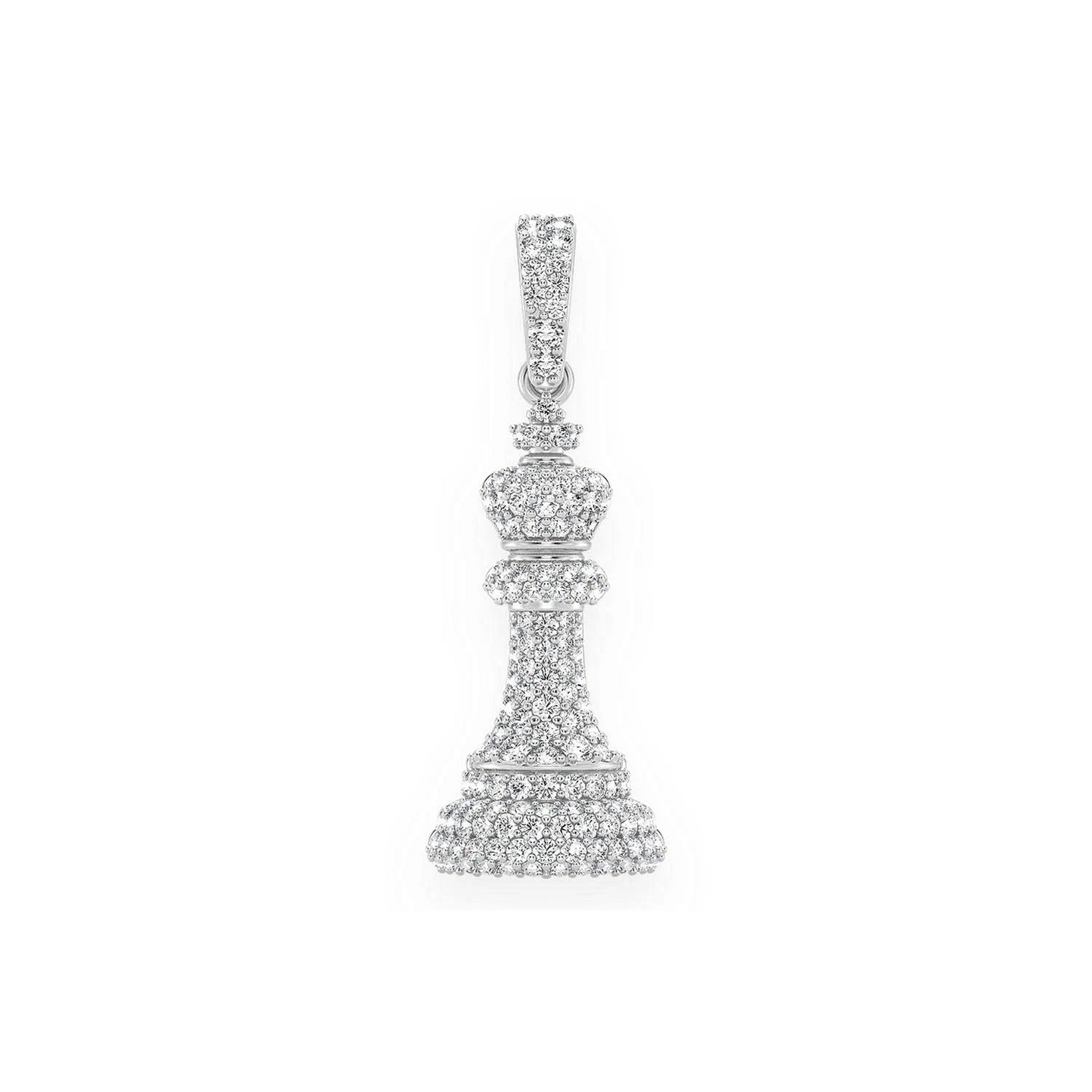 King Chess Diamond Pendant in 14K white gold, front view