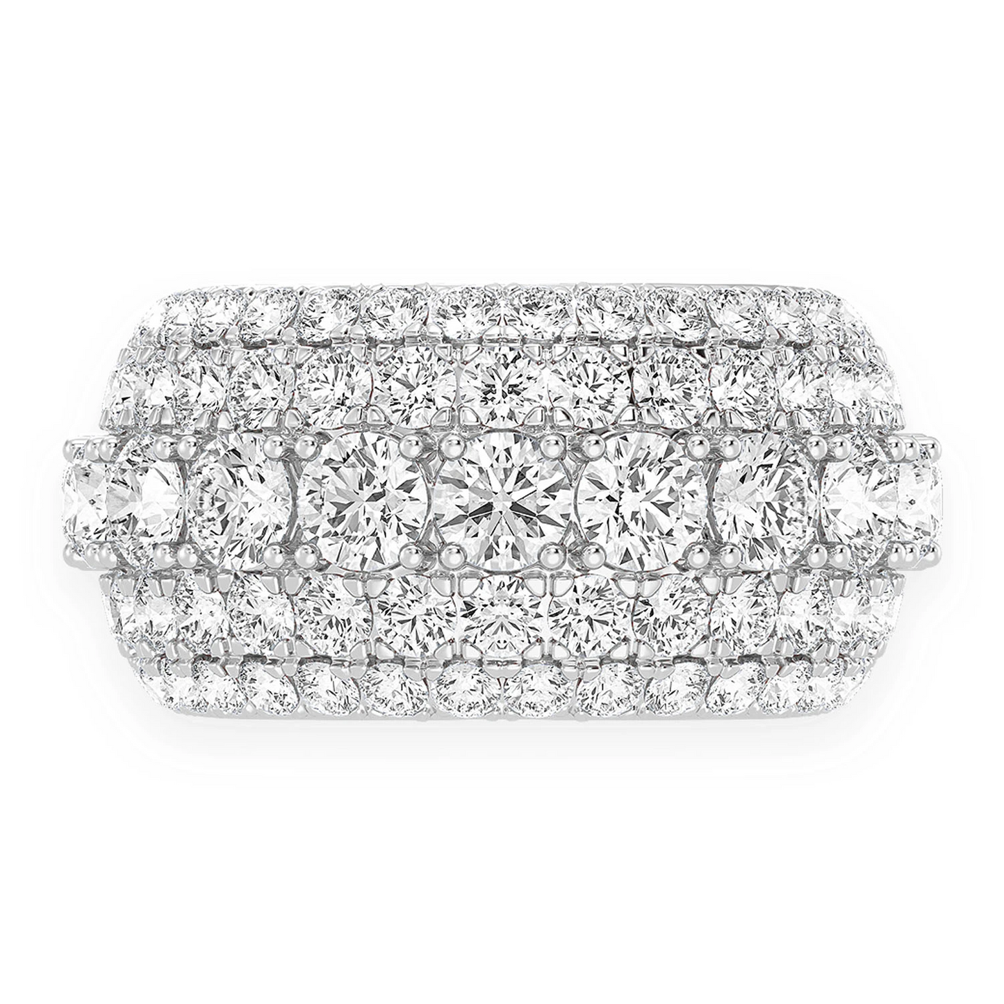 Five Row Multi-Layer Band Ring in 14K white gold, front view