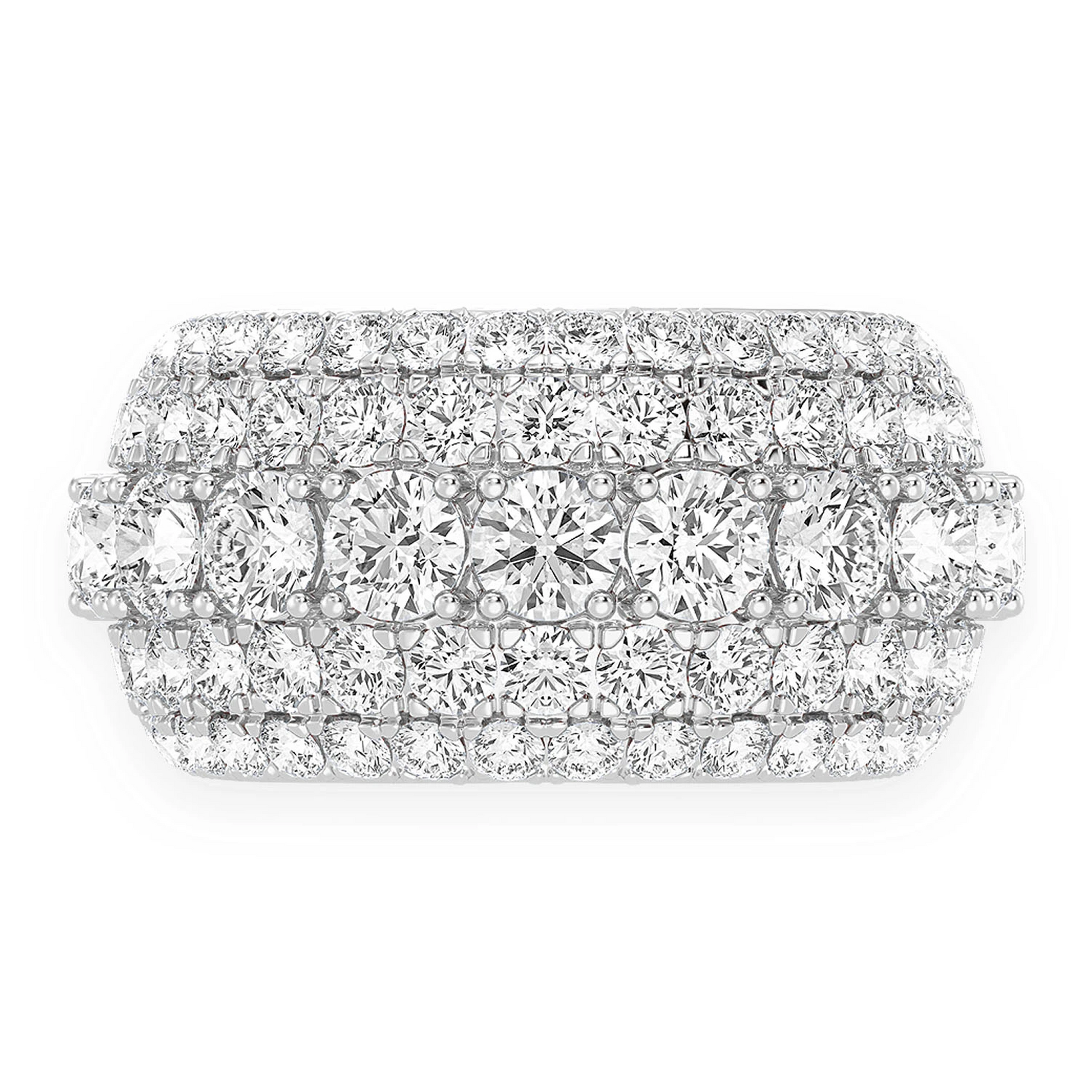 Five Row Multi-Layer Band Ring in 14K white gold, front view