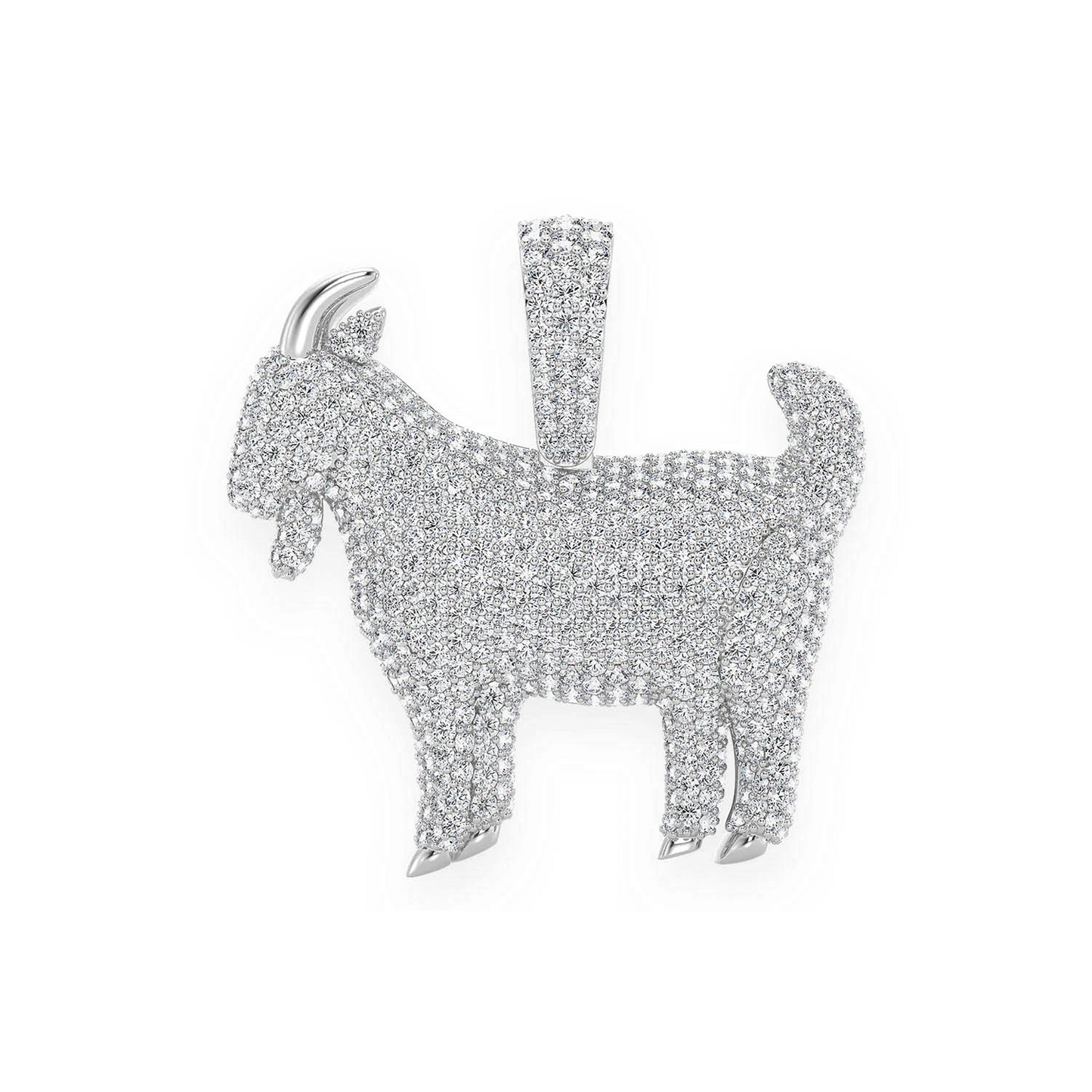 Goat Diamond Pendant in 14K white gold, Statement | 3.75ctw, front view