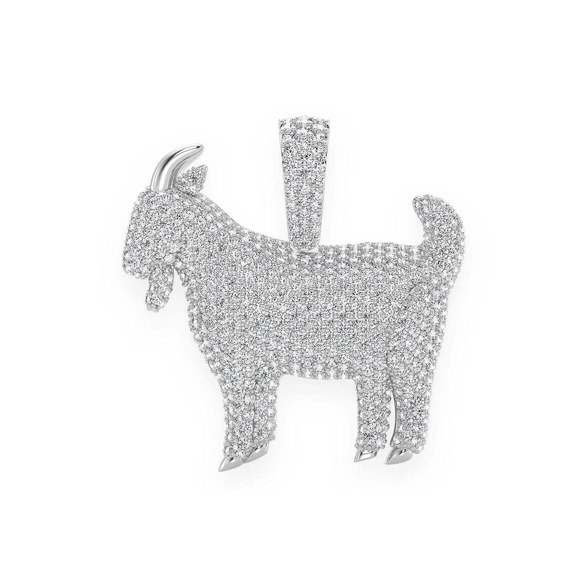 Goat Diamond Pendant in 14K white gold, Statement | 3.75ctw, front view