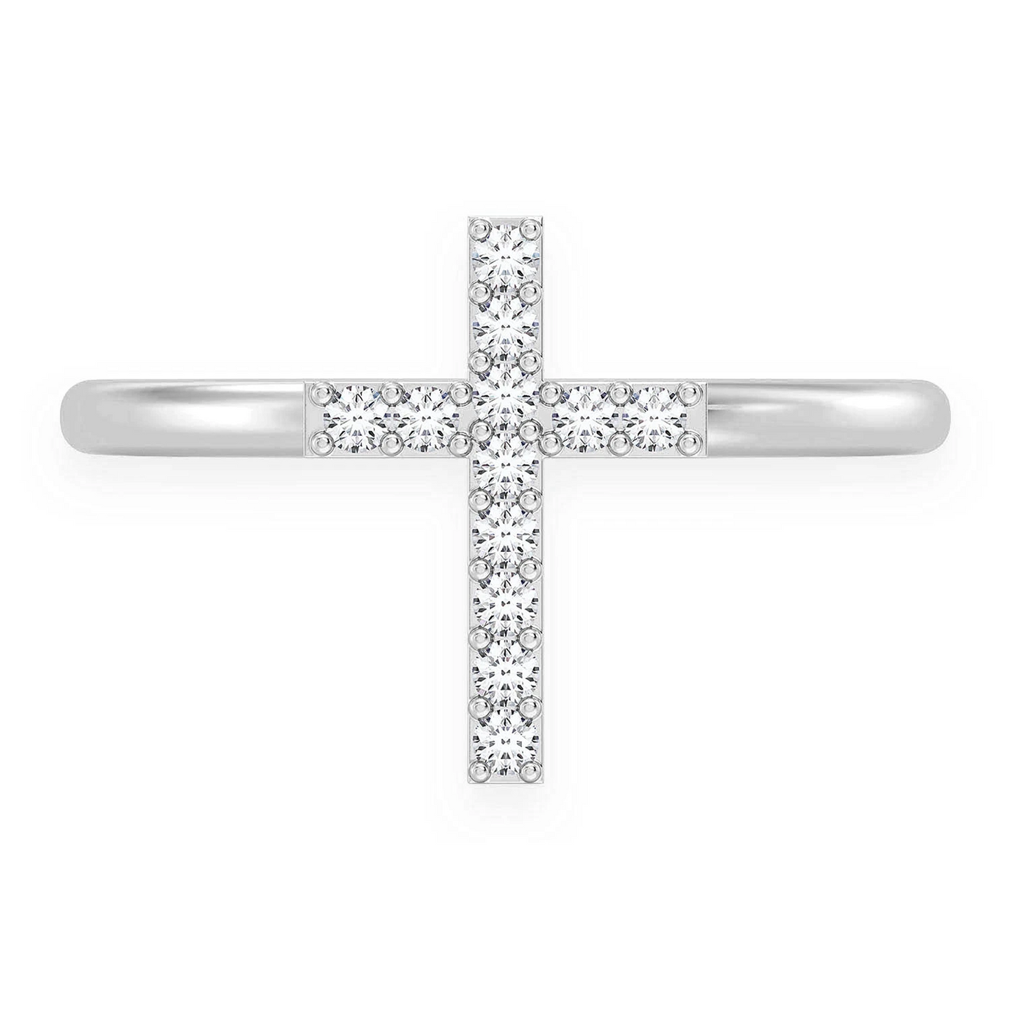 Cross Diamond Ring in 14K white gold, front view