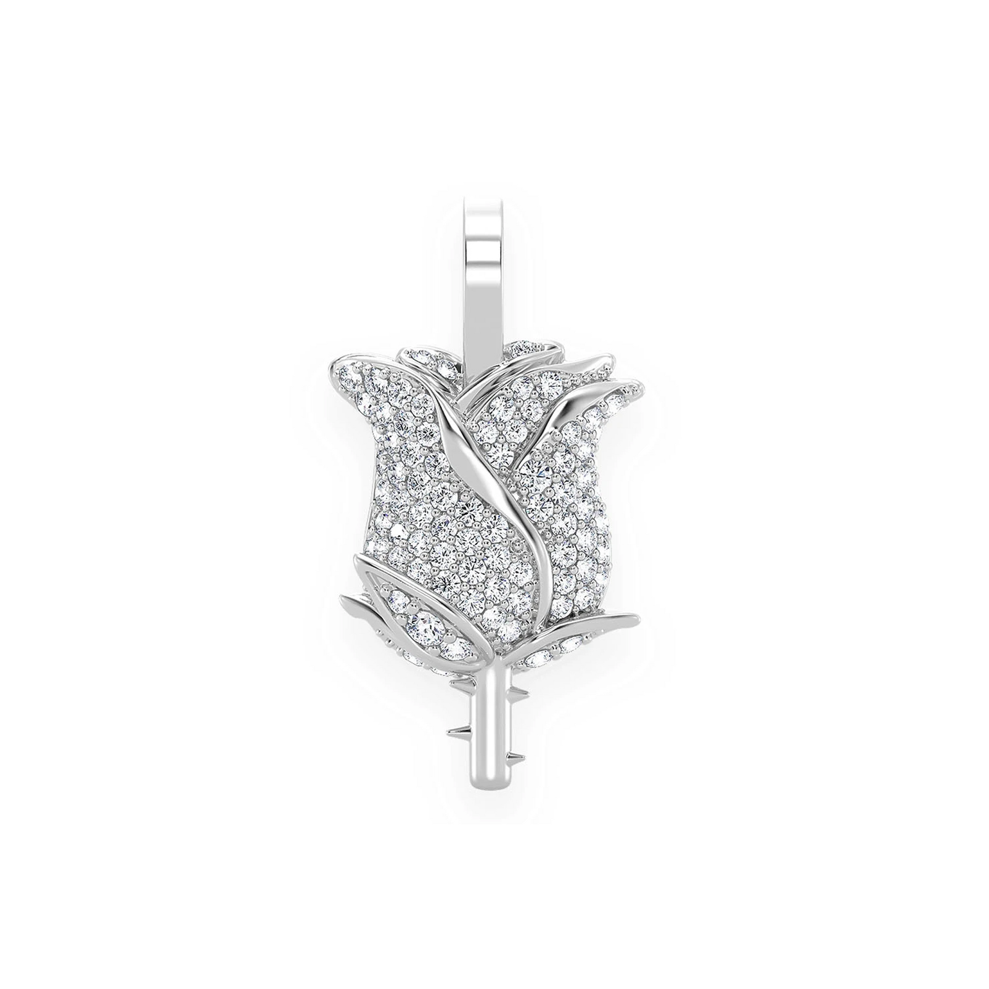 Rose Diamond Pendant in 14K white gold, front view