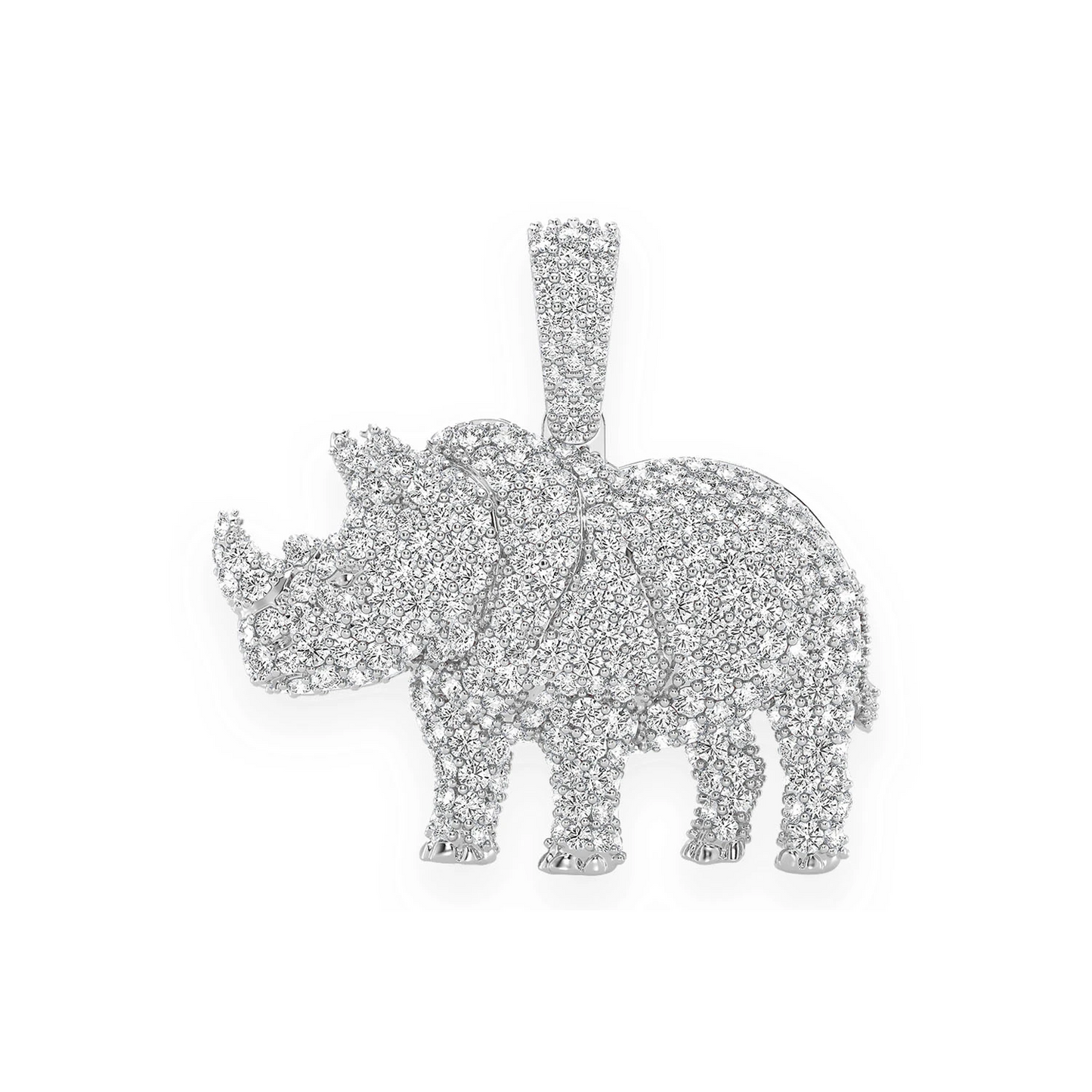 Rhino Diamond Pendant in 14K white gold, front view
