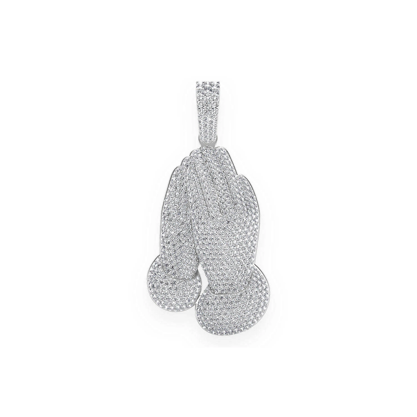 Prayer Hands Pendant in 14K white gold, Statement | 8.80ctw, front view