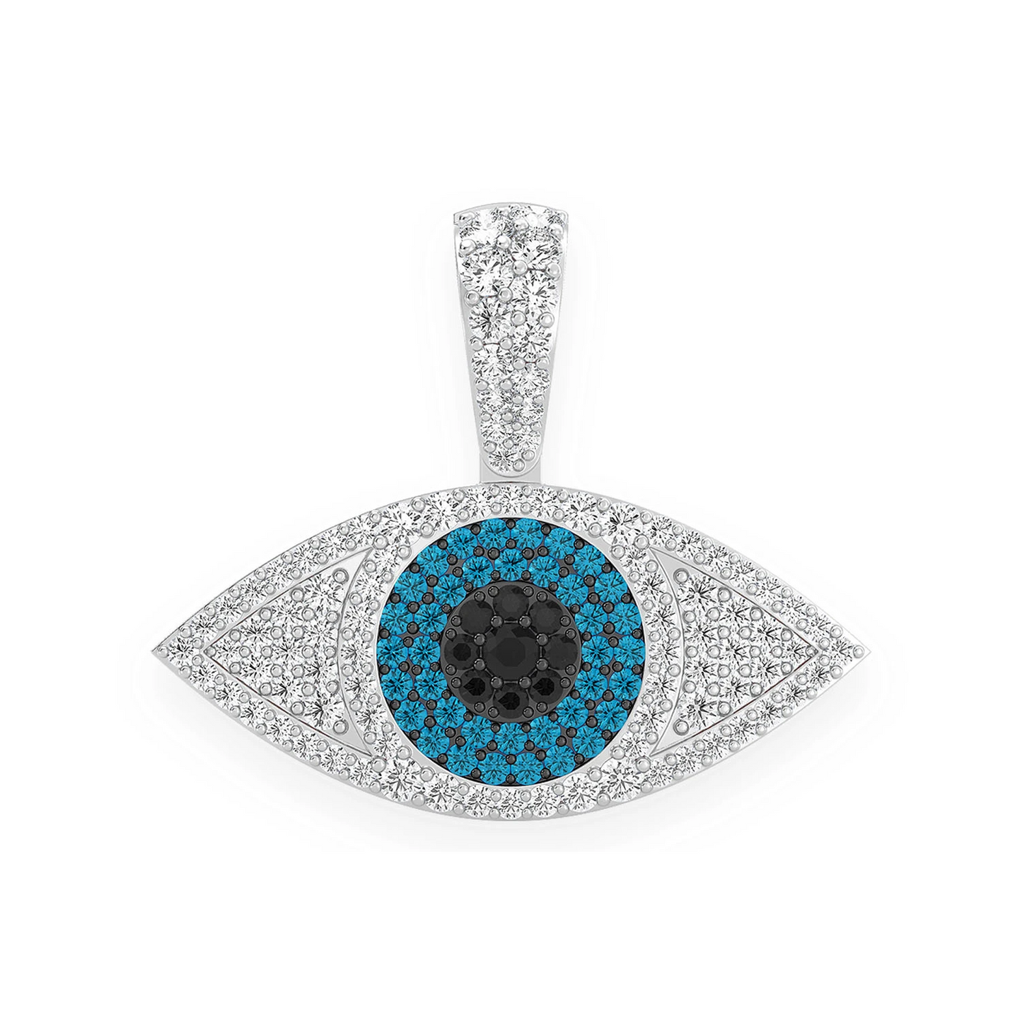 Evil Eye Diamond Pendant in 14K white gold, front view