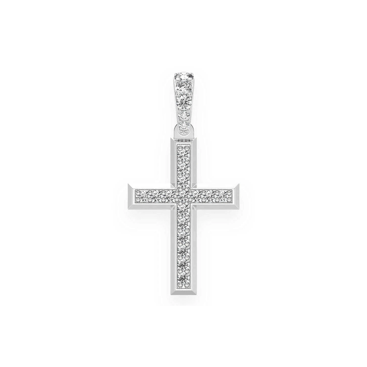 Angle Diamond Cross in 14K white gold, Signature | 0.33ctw, front view