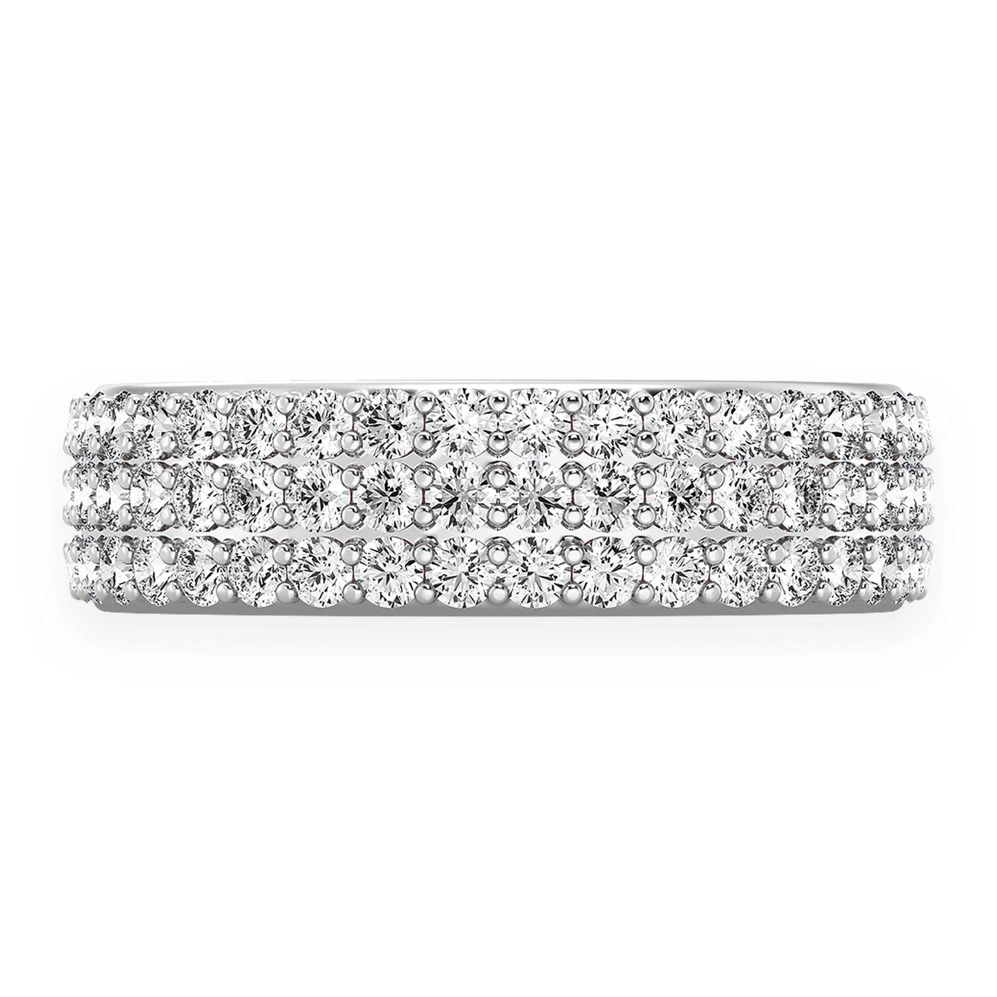 Three Row Band Ring in 14K white gold, front view