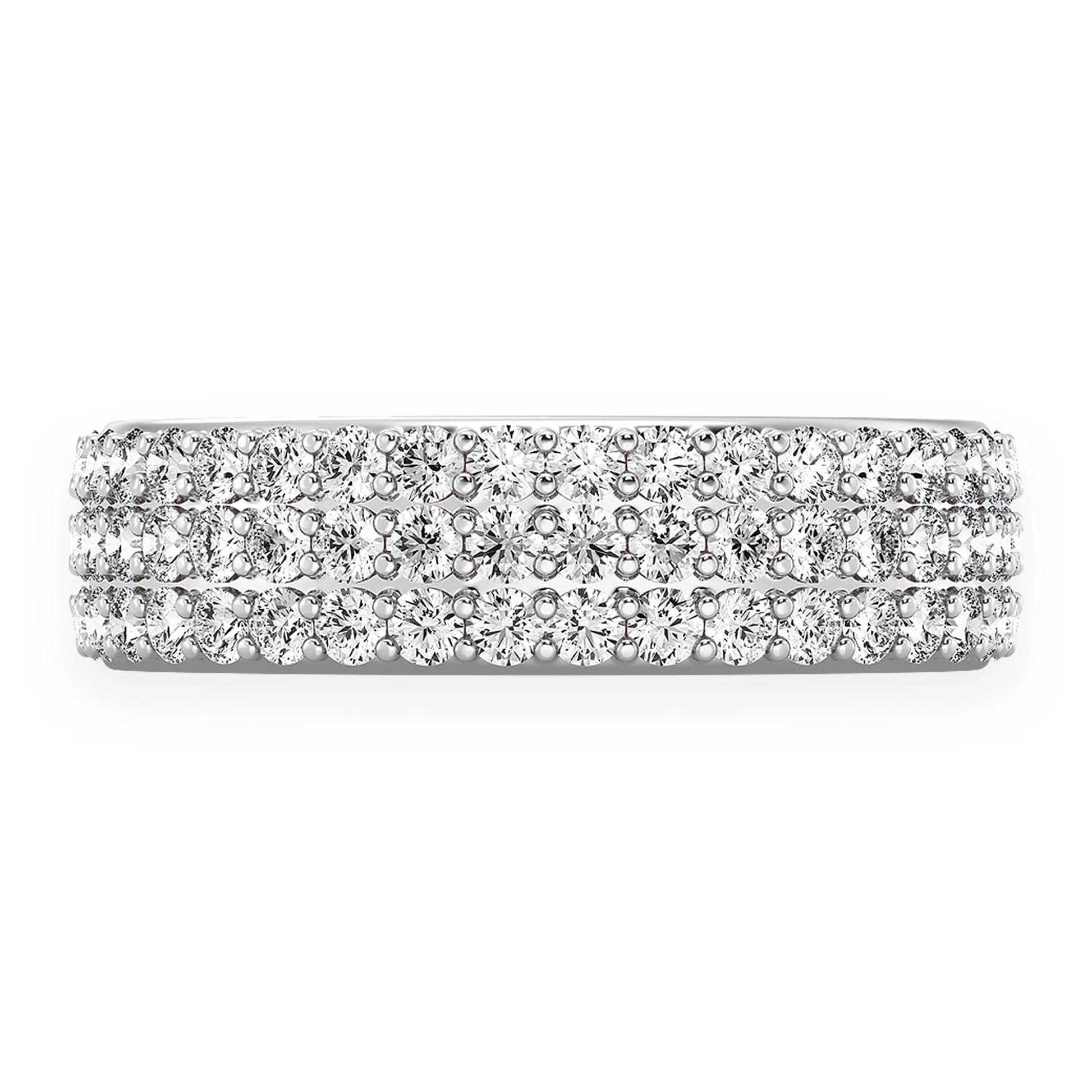 Three Row Band Ring in 14K white gold, front view