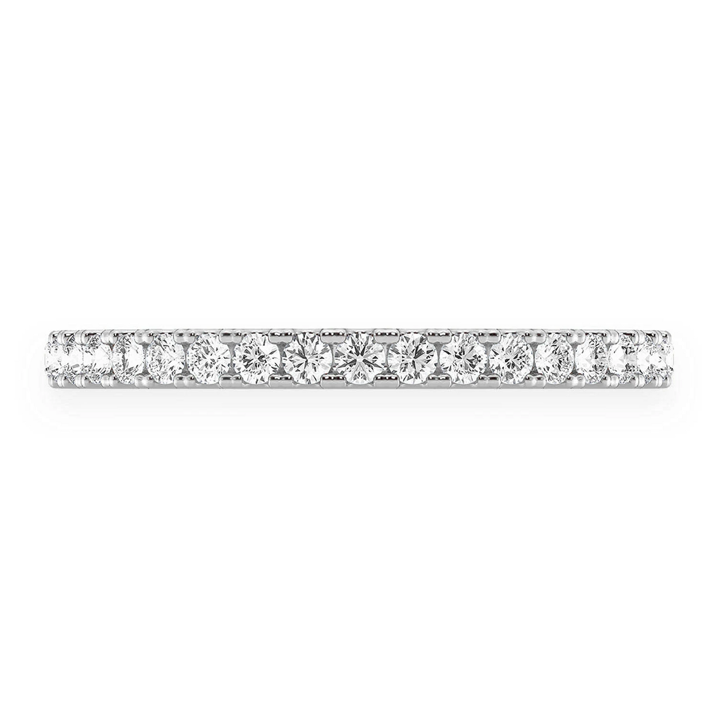 Slim Single Row Band Ring in 14K white gold, front view
