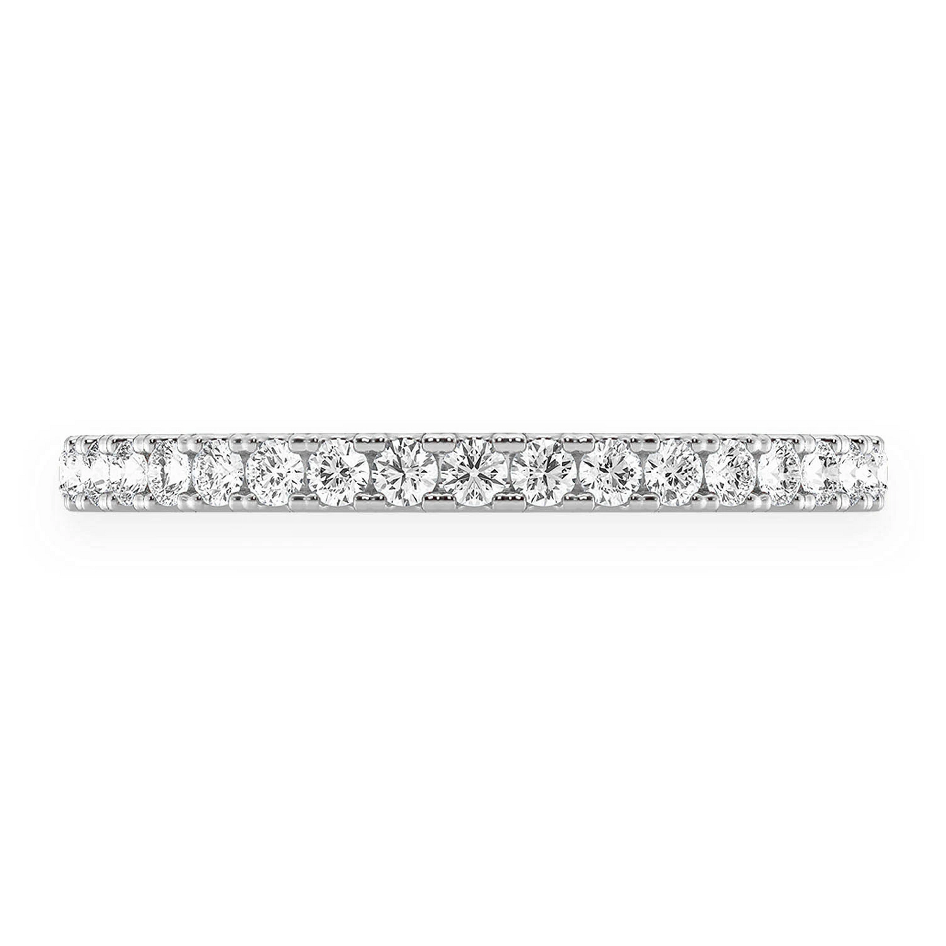 Slim Single Row Band Ring in 14K white gold, front view