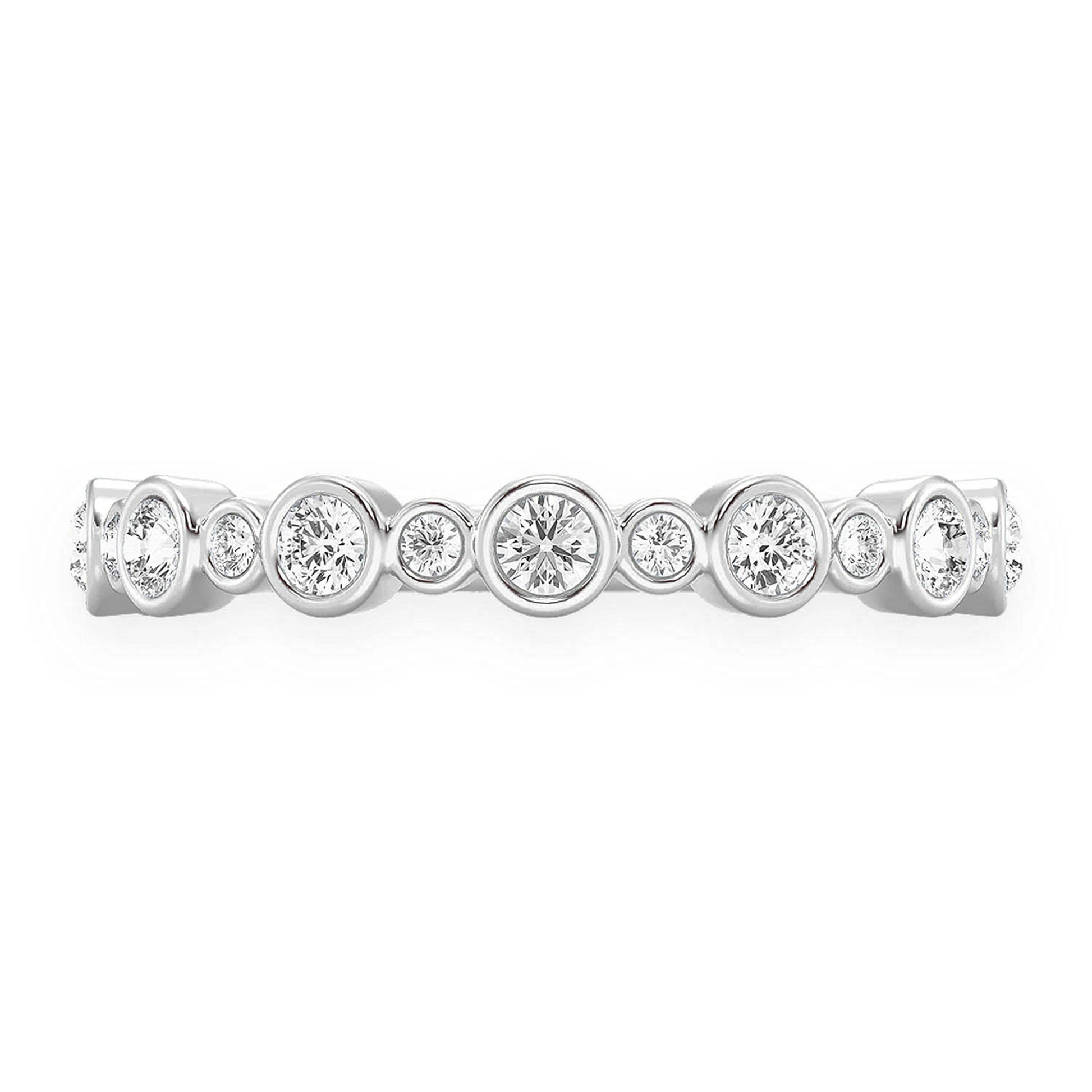 Bezel Set Band Ring in 14K white gold, front view