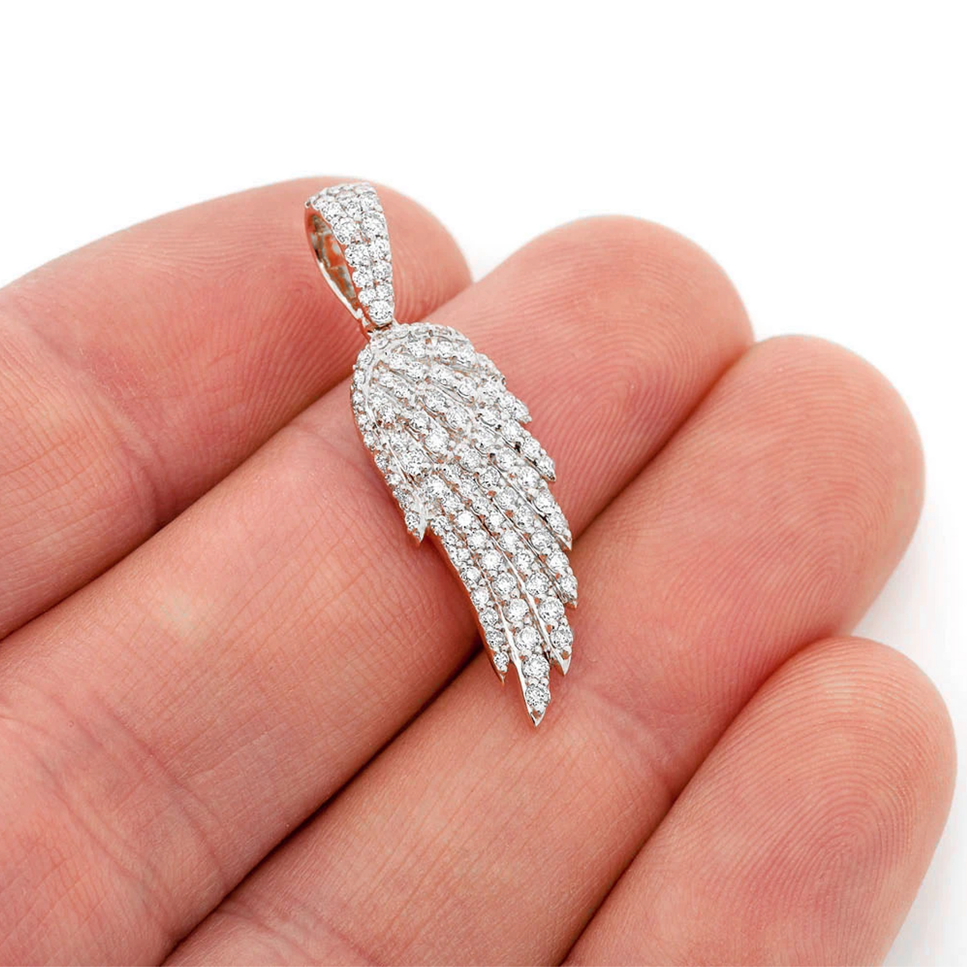 Angel Wing Feather Diamond Pendant in 14K white gold, Entry | 0.85ctw, alternate view