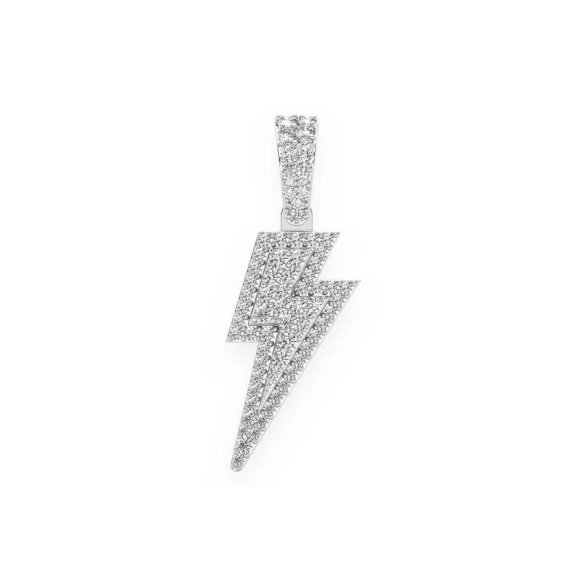 Super Lightning Pendant in 14K white gold, Signature | 0.40ctw, front view