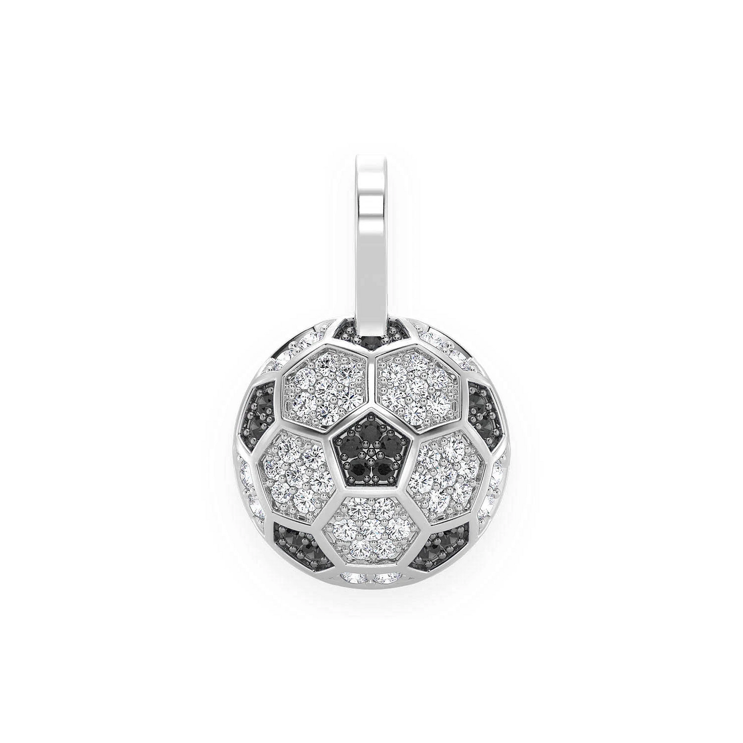 Soccer Ball Diamond Pendant in 14K white gold, front view