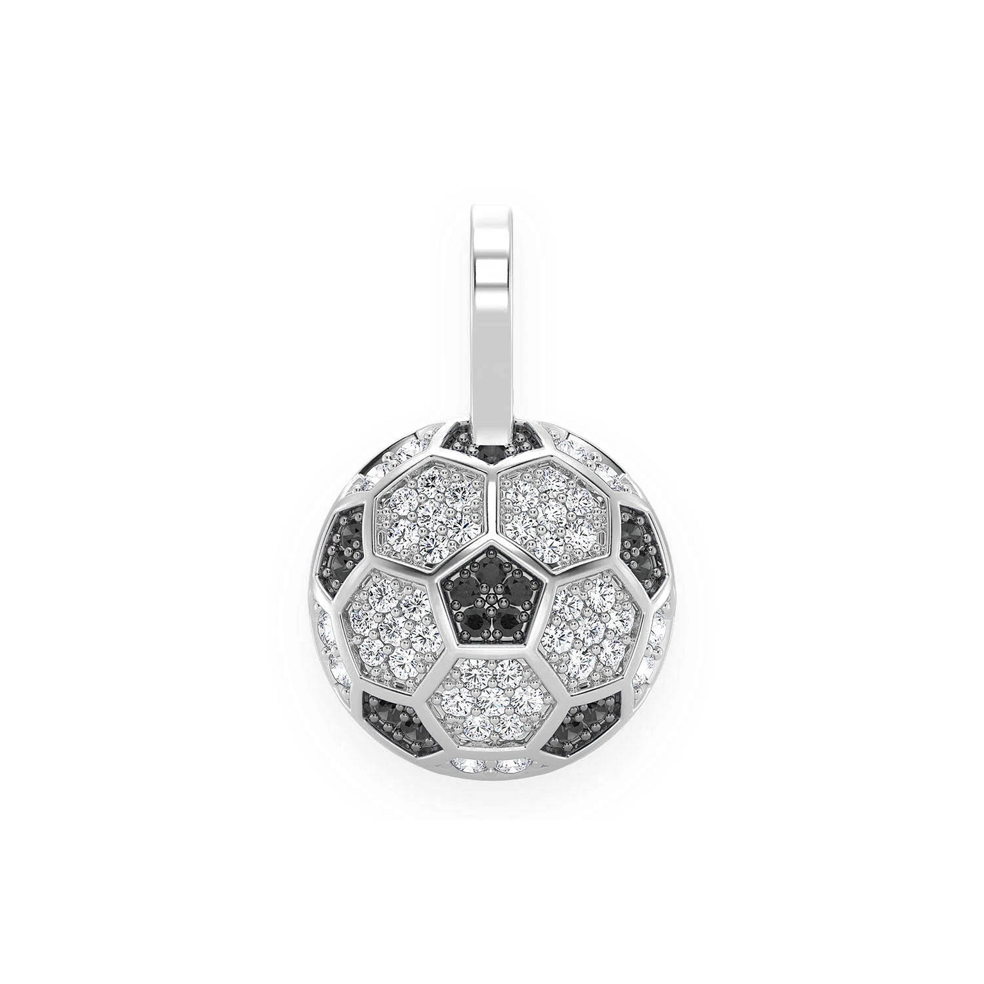 Soccer Ball Diamond Pendant in 14K white gold, front view
