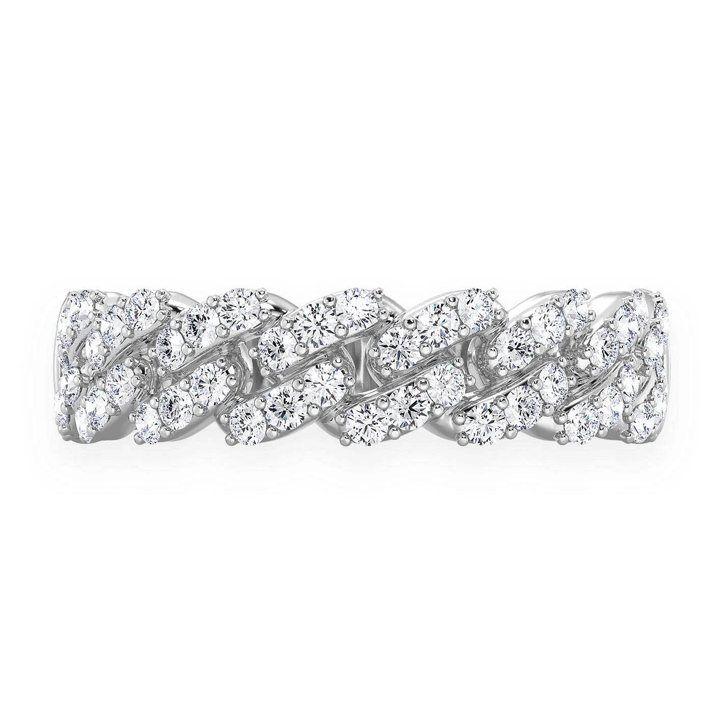 Iced Out Cuban Ring in 14K white gold, 7.5mm | 0.55ctw, front view