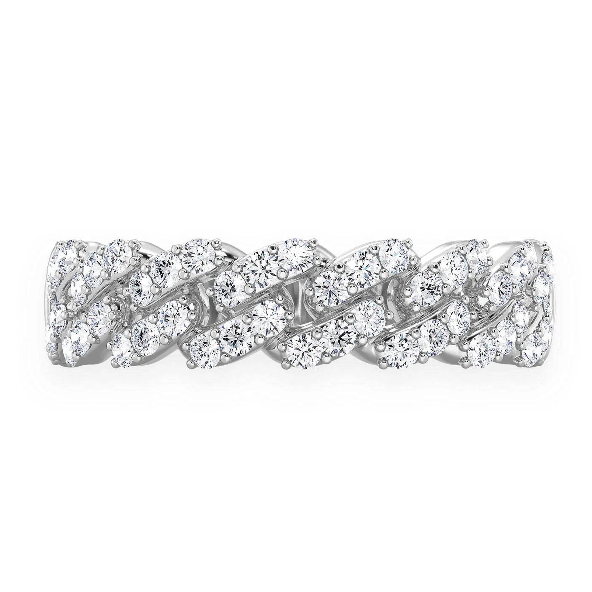 Iced Out Cuban Ring in 14K white gold, 7.5mm | 0.55ctw, front view
