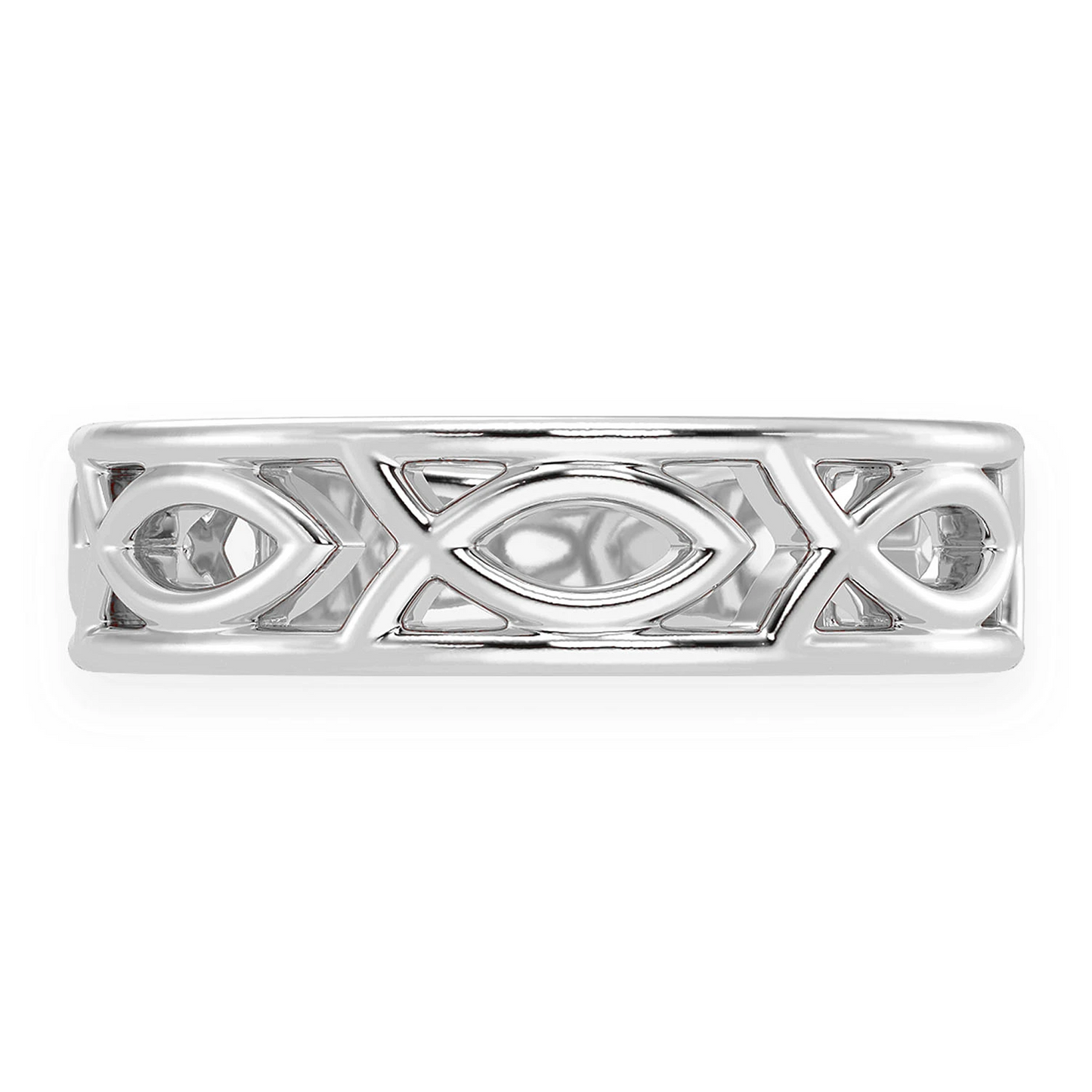 Ichthys Gold Ring in 14K white gold, front view