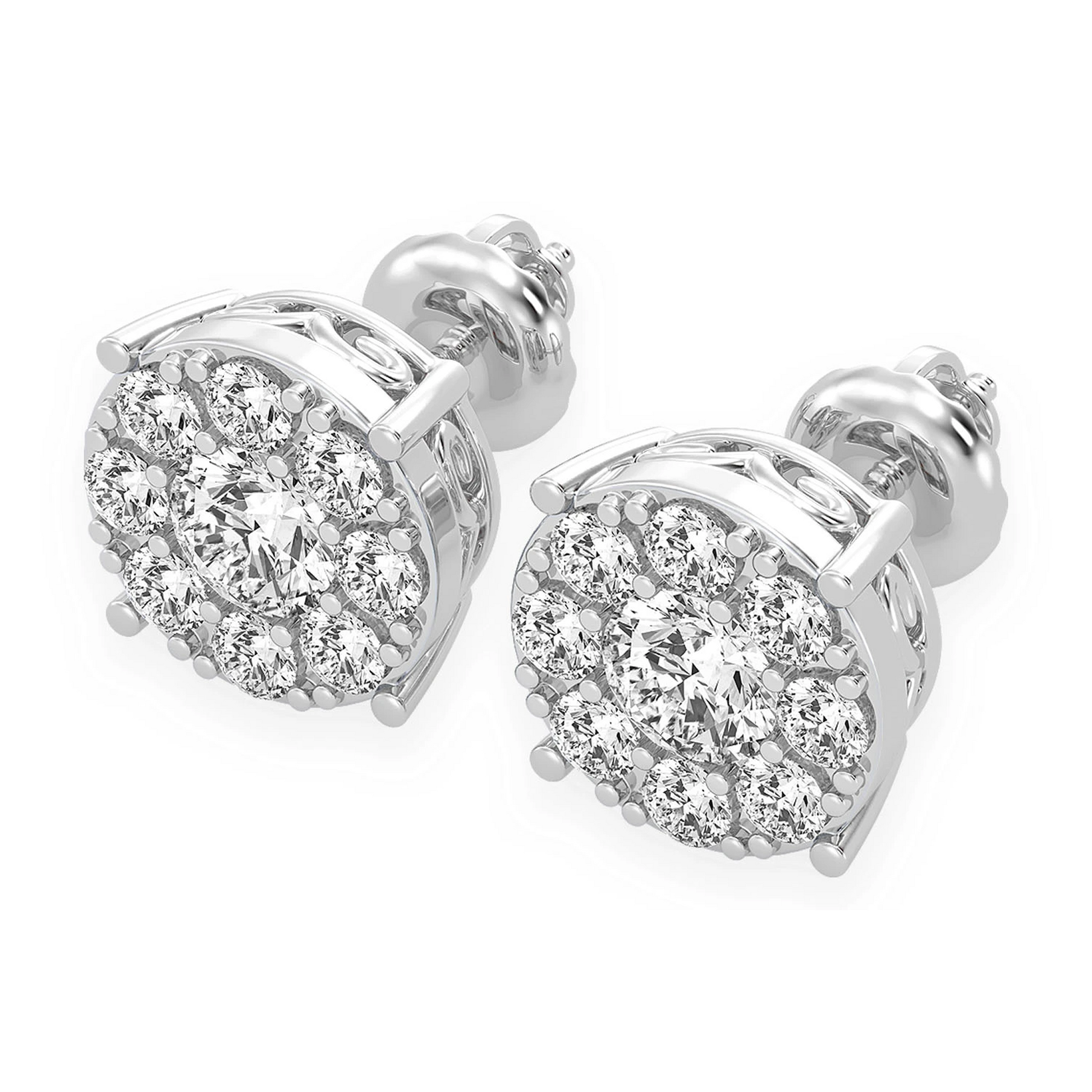 Mosaic Diamond Studs in 14K white gold, 2.00ctw, angled view