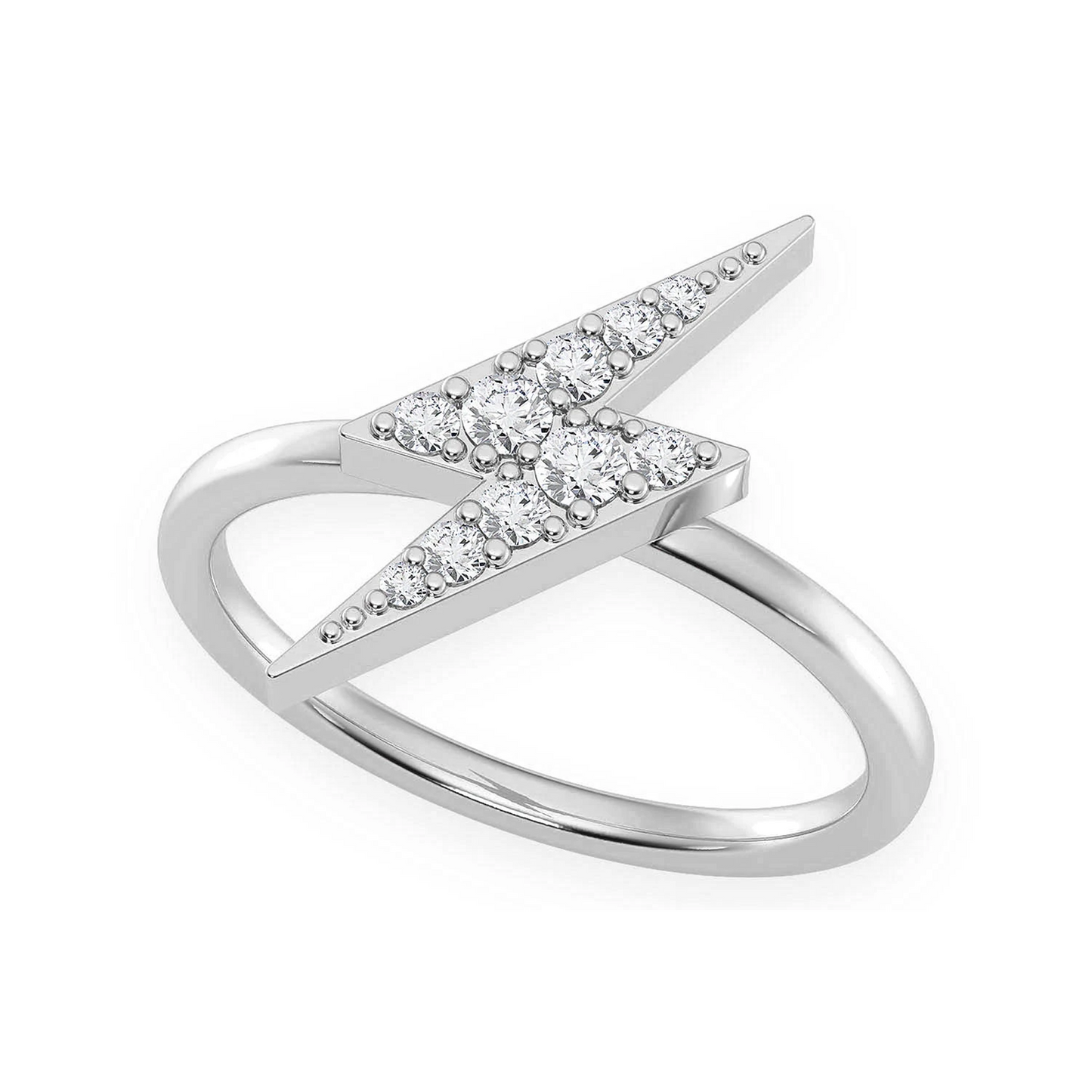 Lightning Bolt Diamond Ring in 14K white gold, angled view