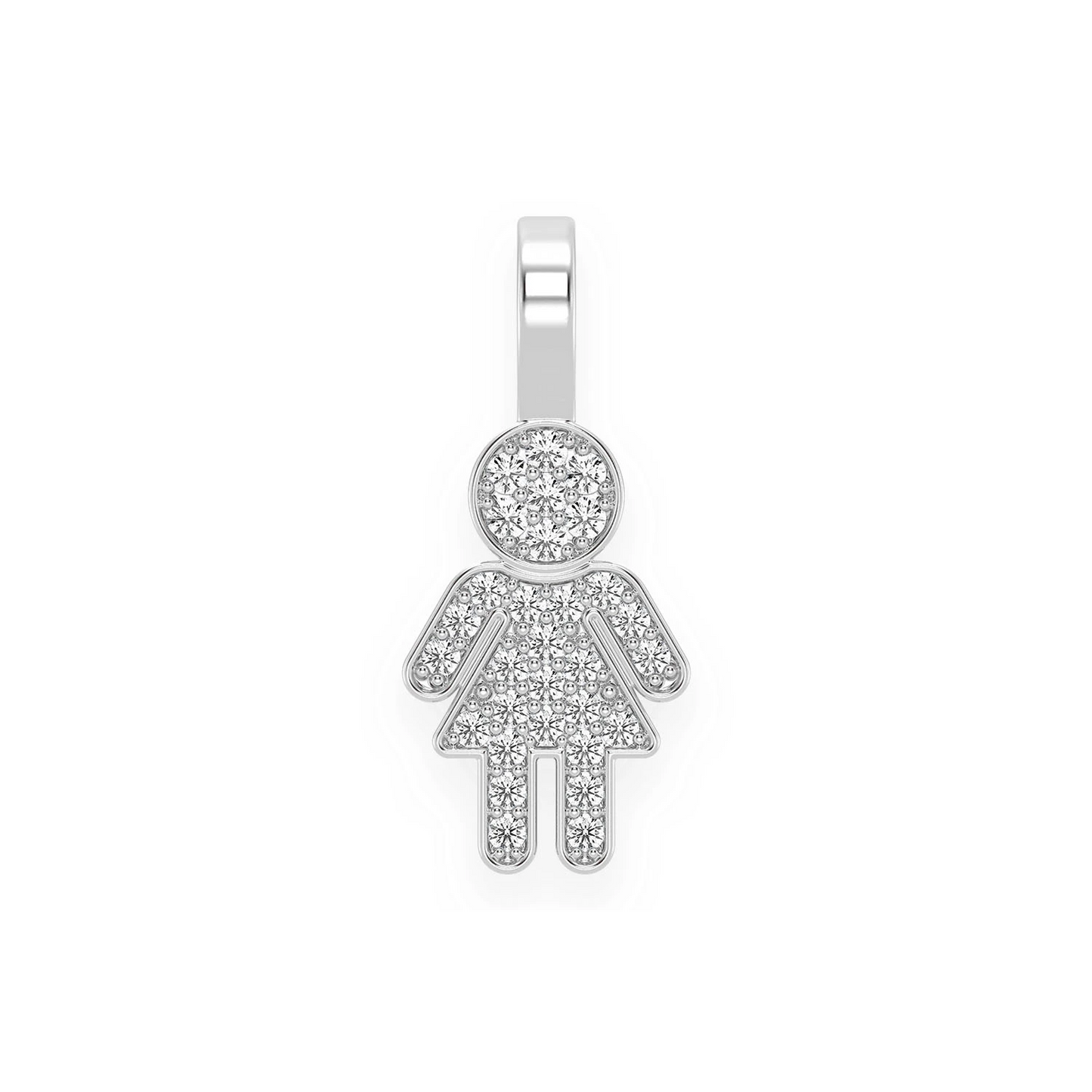 Girl Diamond Pendant in 14K white gold, front view
