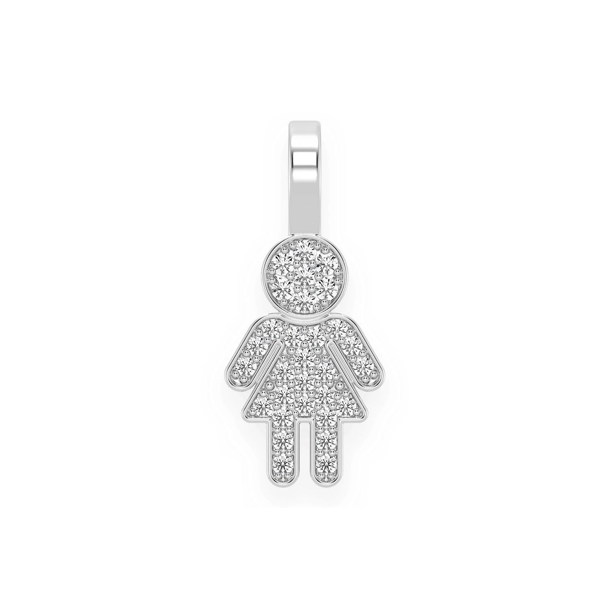Girl Diamond Pendant in 14K white gold, front view