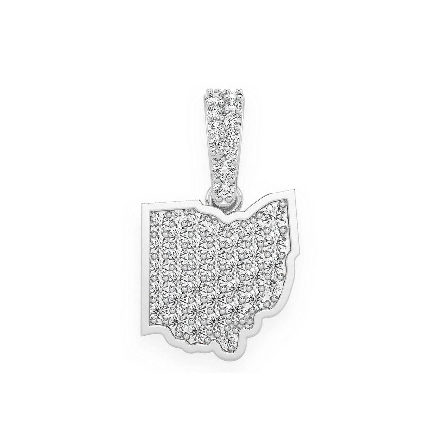US State Diamond Pendant in 14K white gold, Ohio design, front view