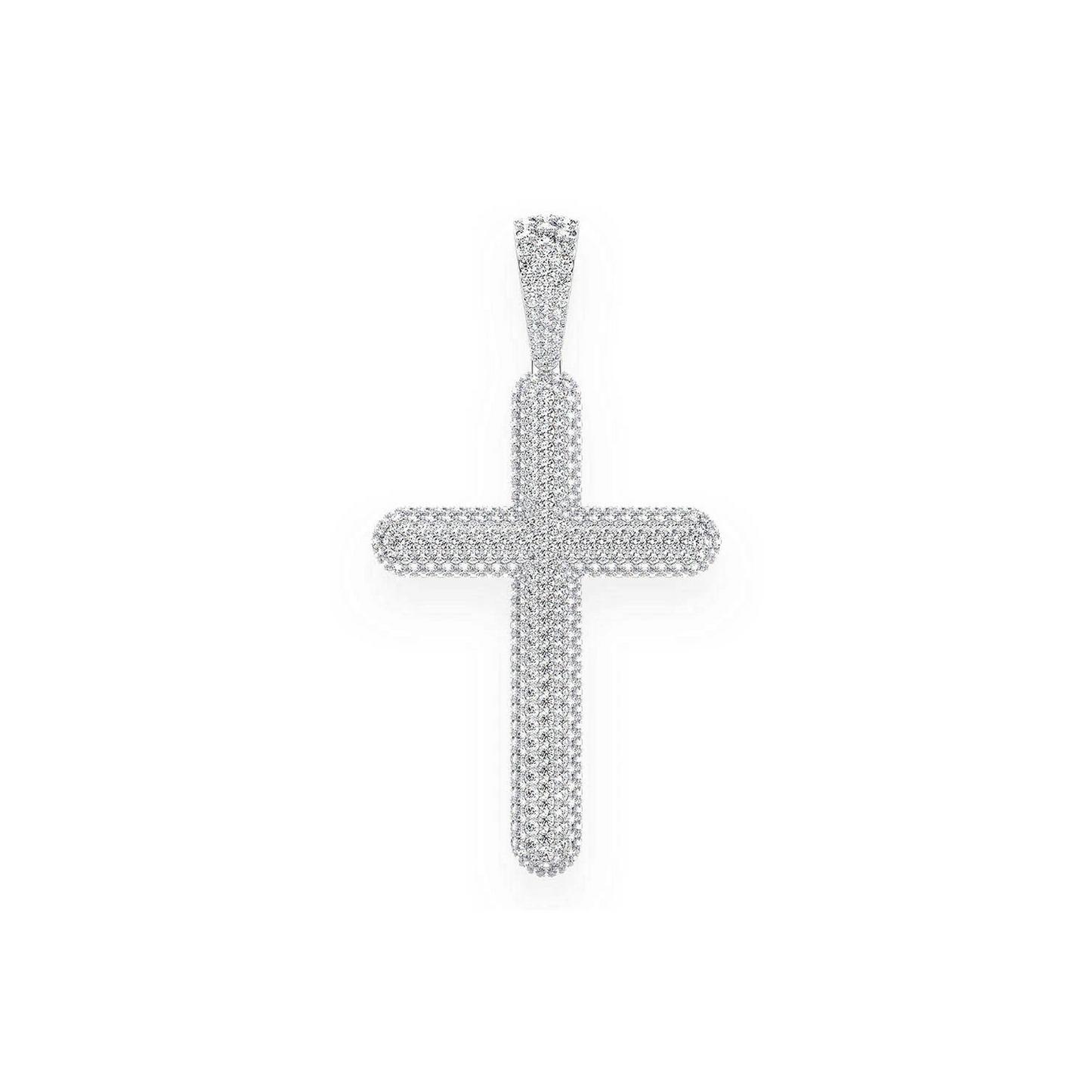 Bubbly Diamond Cross Pendant in 14K white gold, Statement | 8.50ctw, front view