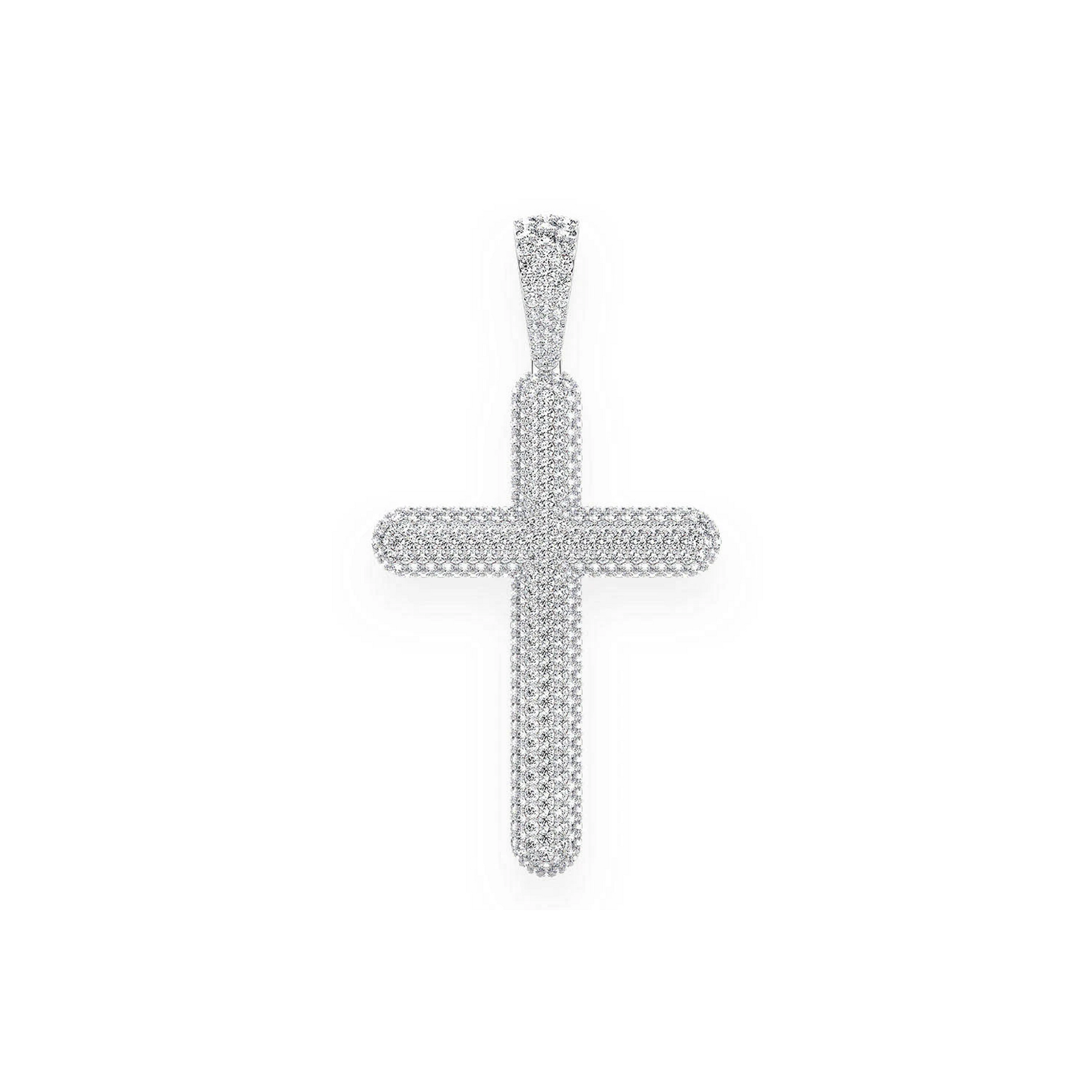 Bubbly Diamond Cross Pendant in 14K white gold, Statement | 8.50ctw, front view