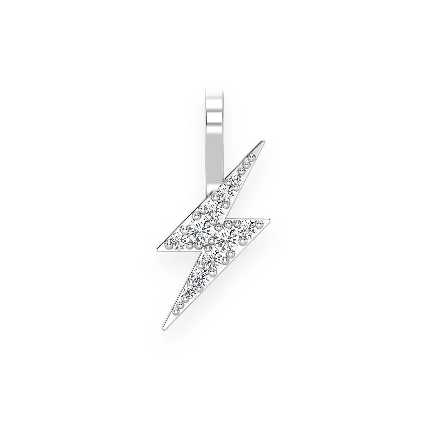 Lightning Bolt Diamond Pendant in 14K white gold, Set | 0.15ctw, front view