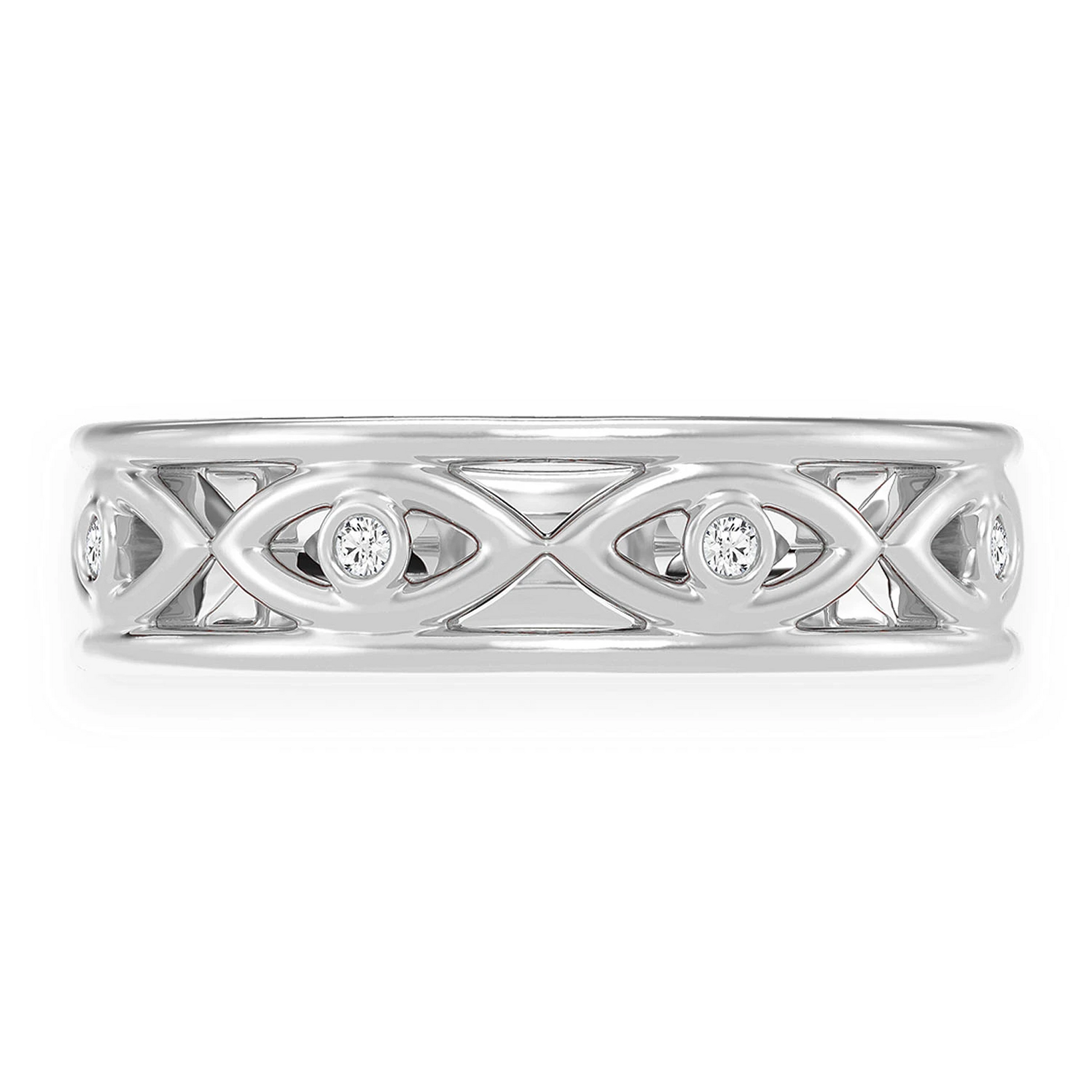 Gold Evil Eye Ring in 14K white gold, front view
