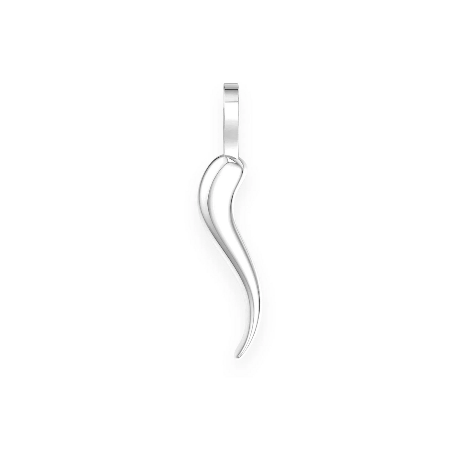 Italian Horn Diamond Pendant in 14K white gold, Pure | Solid Gold, front view