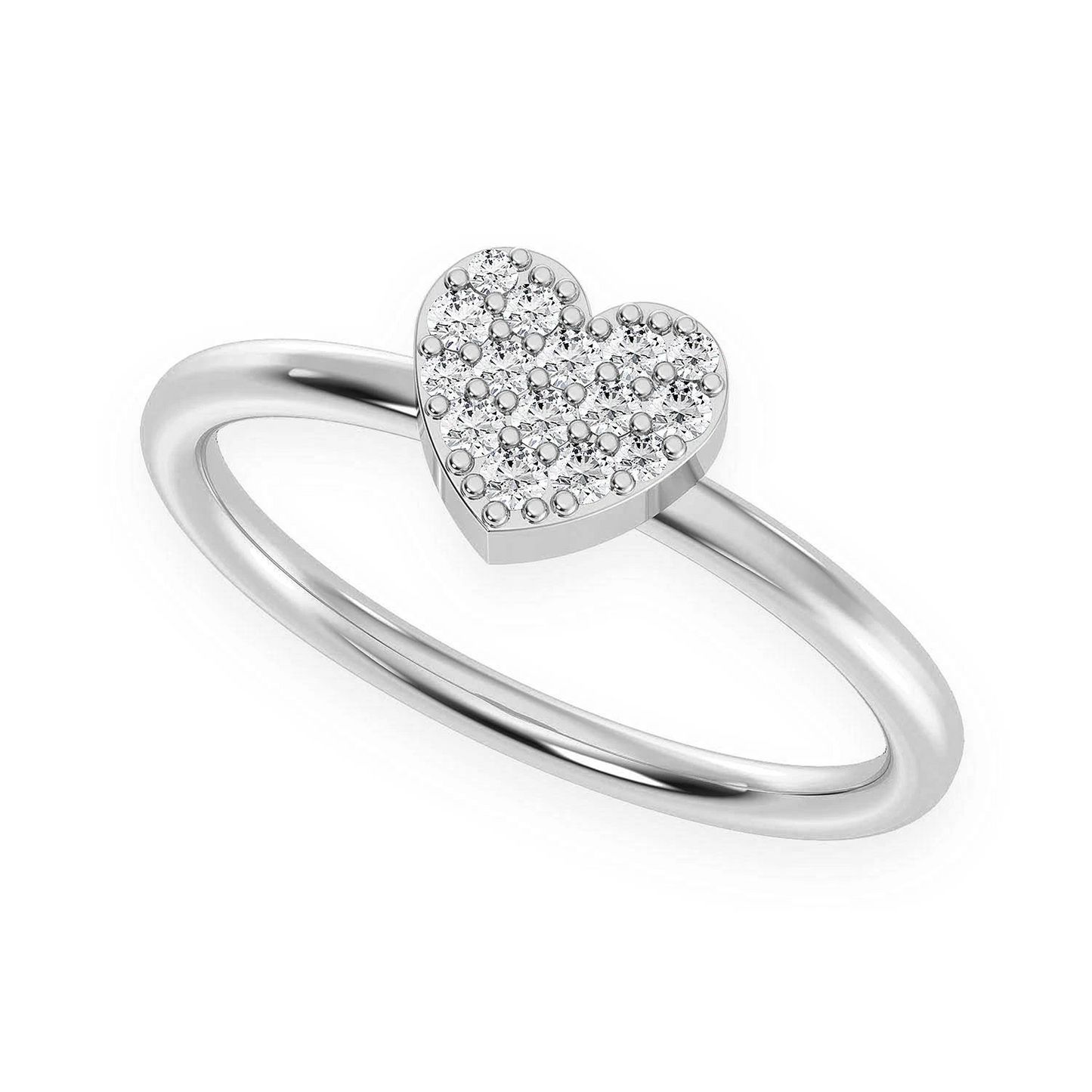 Bubbly Heart Diamond Ring in 14K white gold, 0.10ctw, detail view
