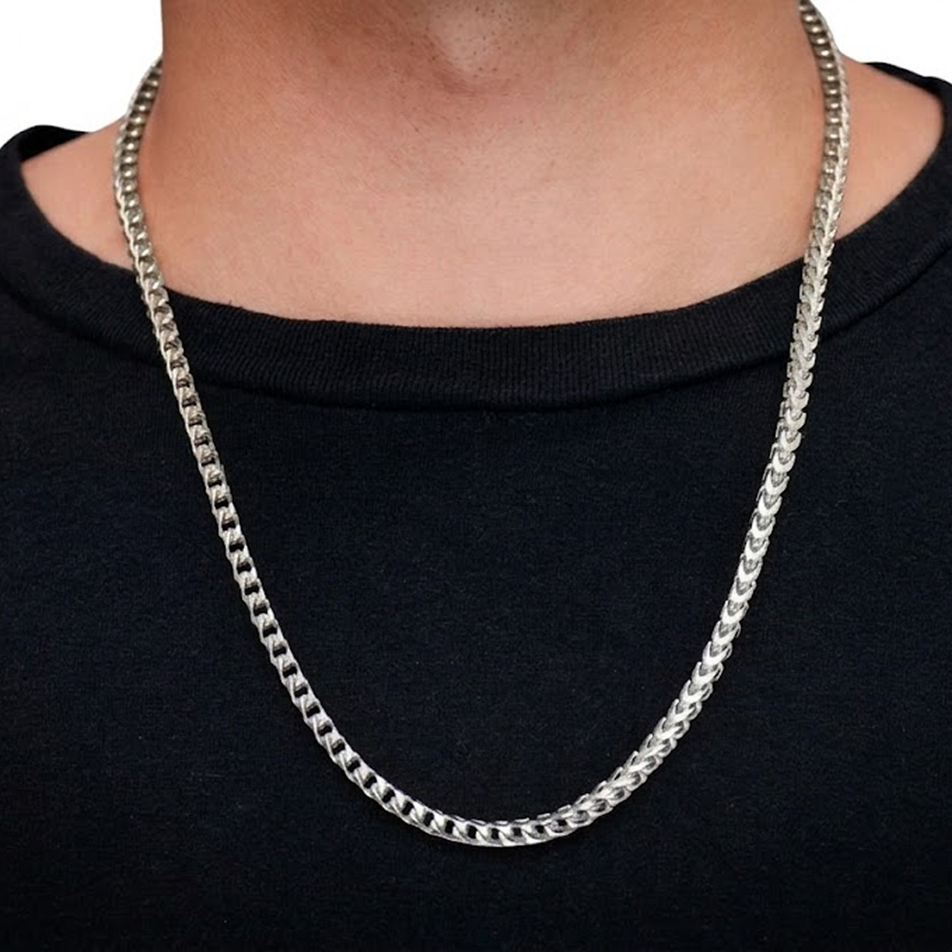 Franco Gold Chain in 14K white gold, 5mm width, alternate view