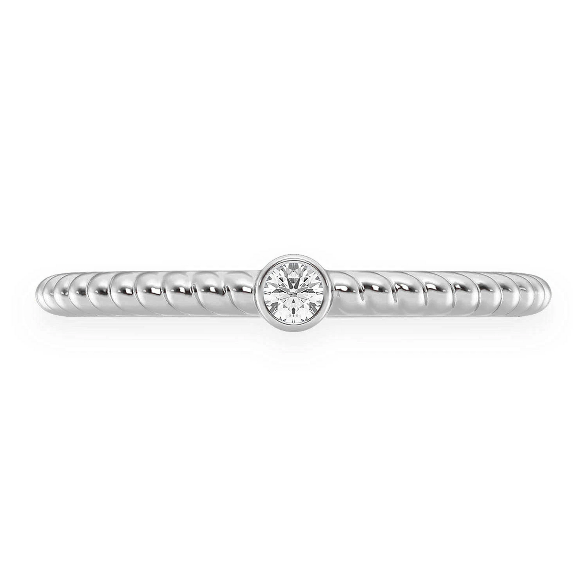 Princess Rope Bezel Diamond Ring in 14K white gold, front view