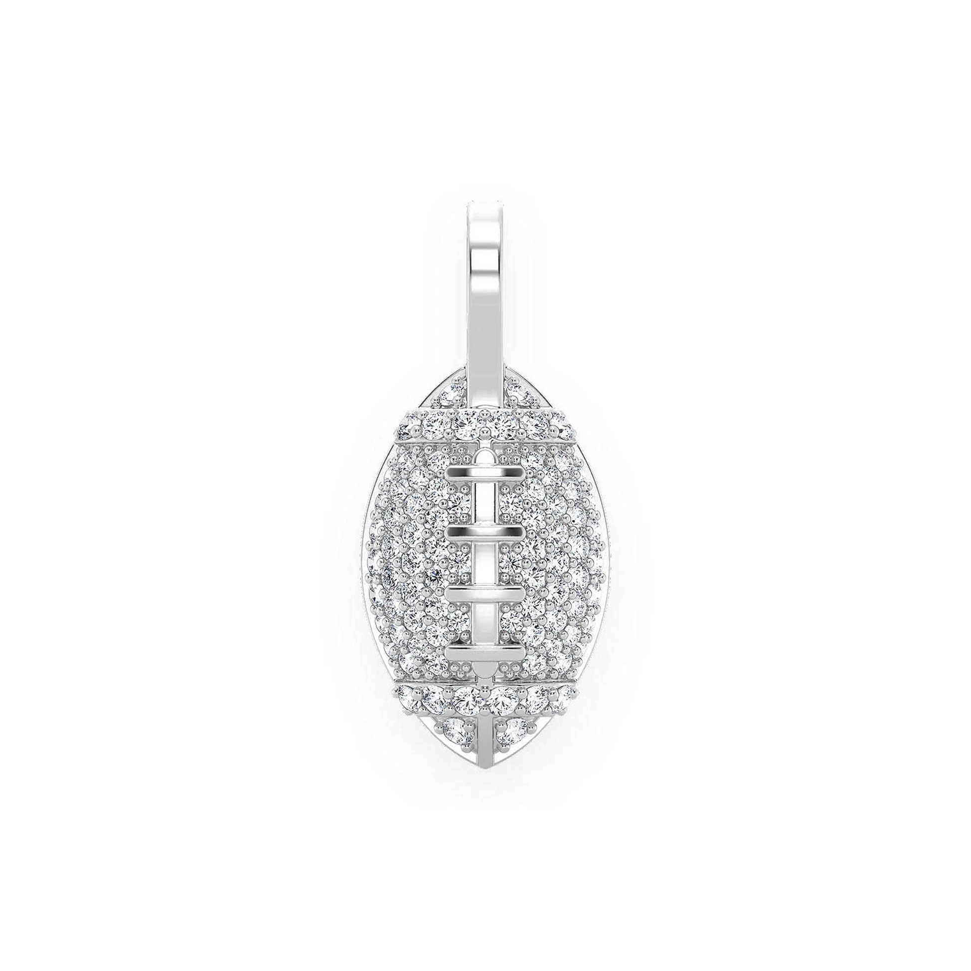 American Football Diamond Pendant in 14K white gold, front view